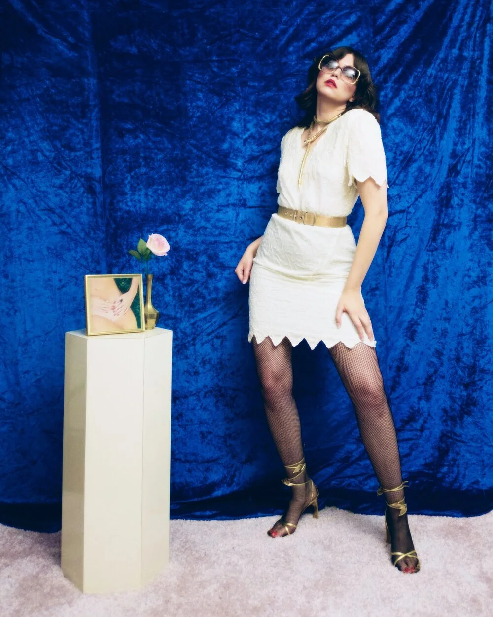 1980s Laurence Kazar White beaded dress Flower in the Mirror Vintage 1980s Laurence Kazar White beaded dress Flower in the Mirror Vintage