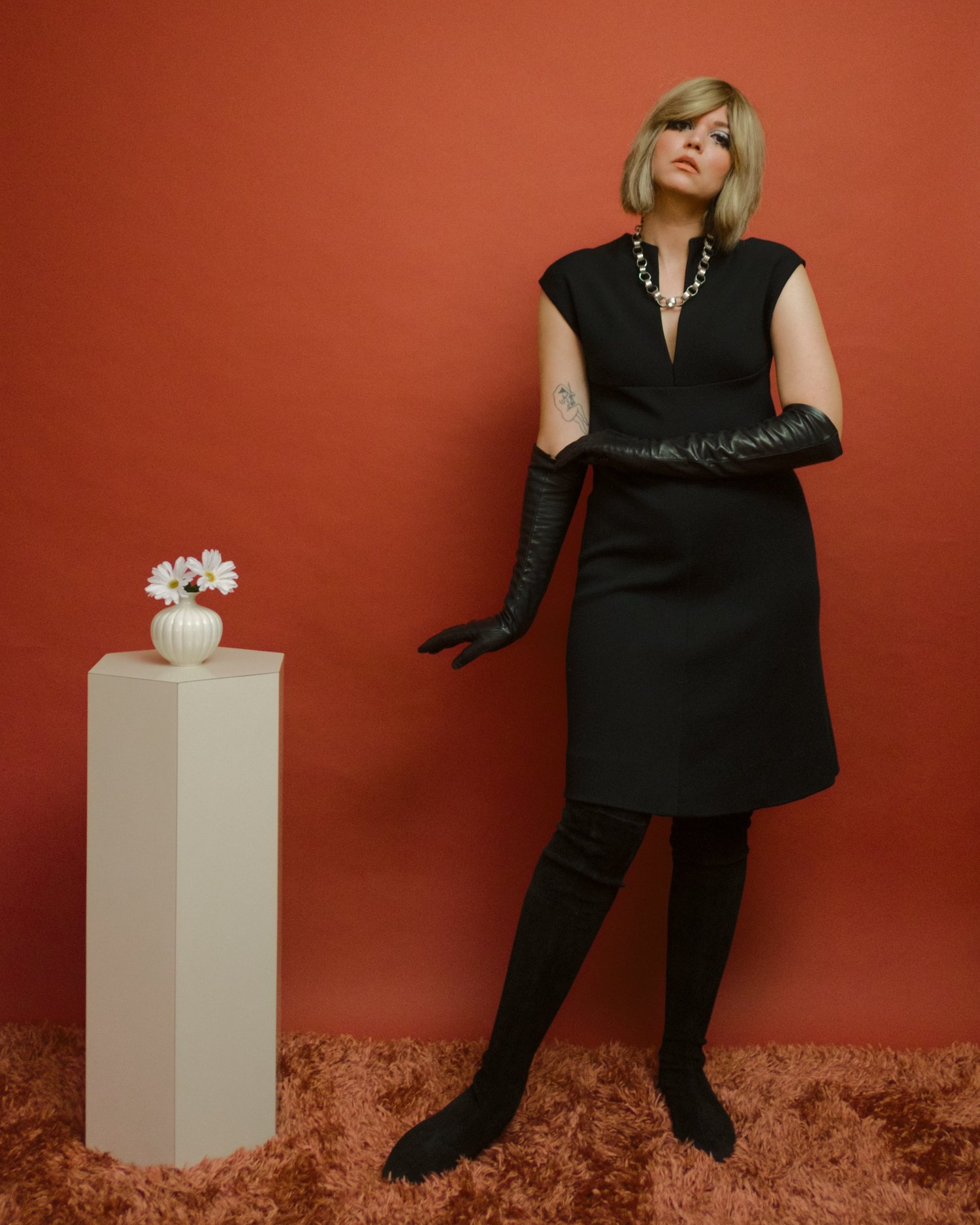 1970s Halston Black knit shift dress  Flower in the Mirror Vintage