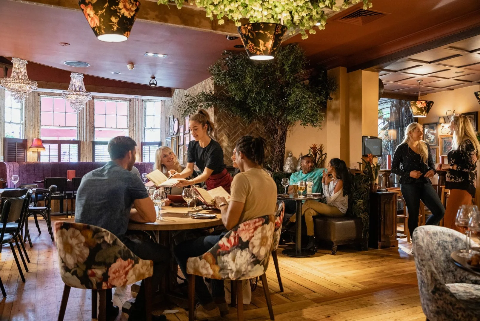 People dining at a restaurant
