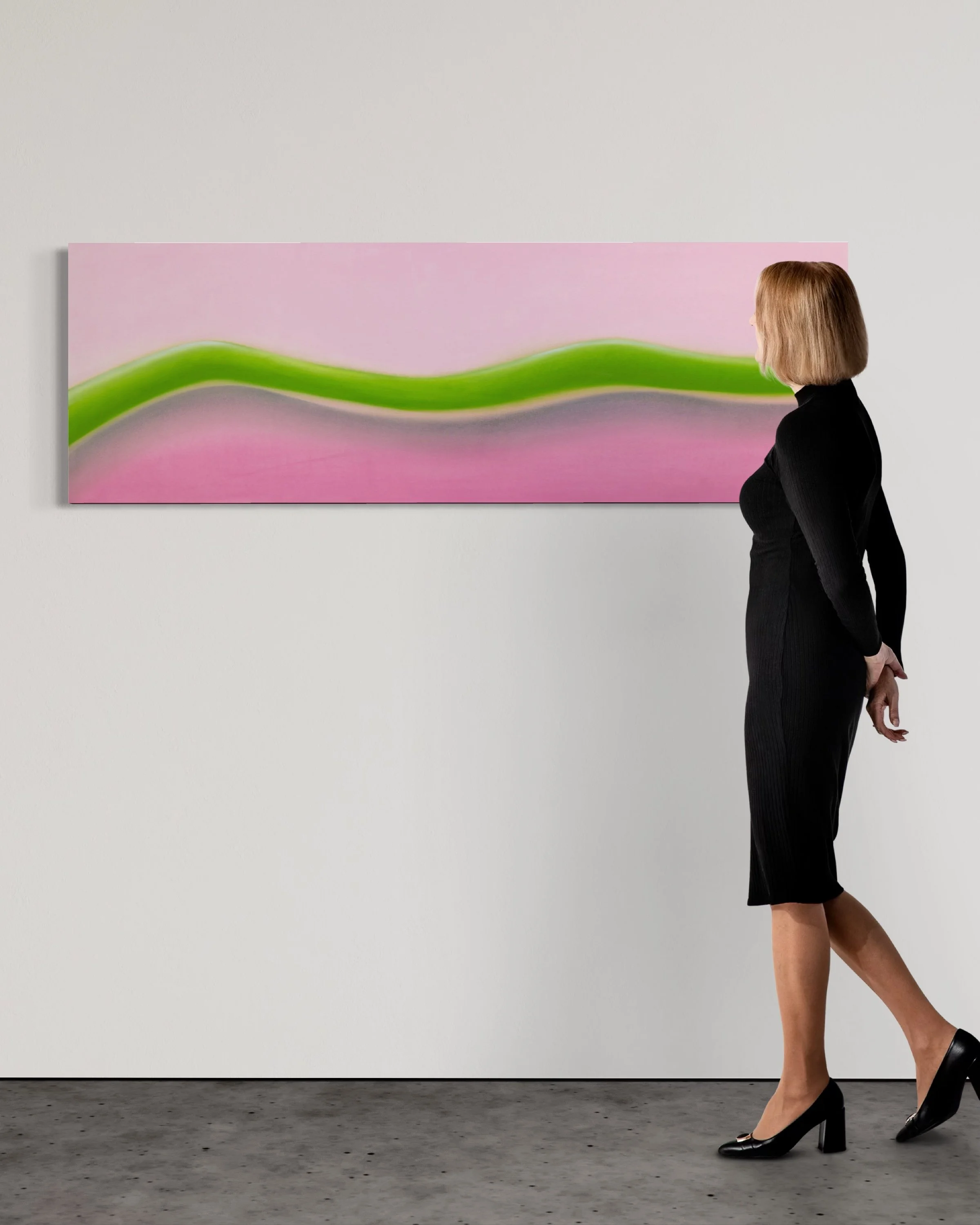 Untitled 60" x 20" Oil on canvas (pink and green)