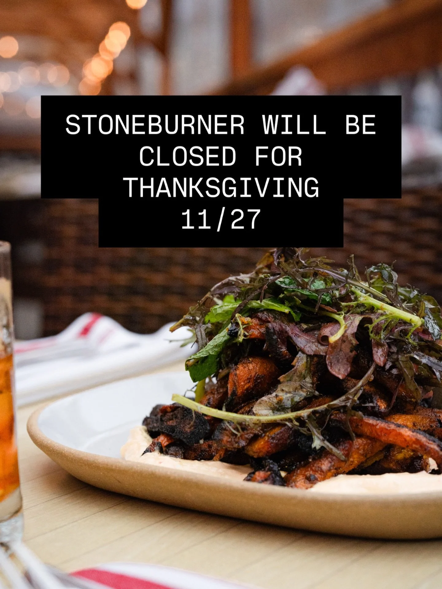 Reminder: we will be closed 11/27 &mdash; come by before or after! Reservations always encouraged around the holiday, but walk-in room always here! See you soon.