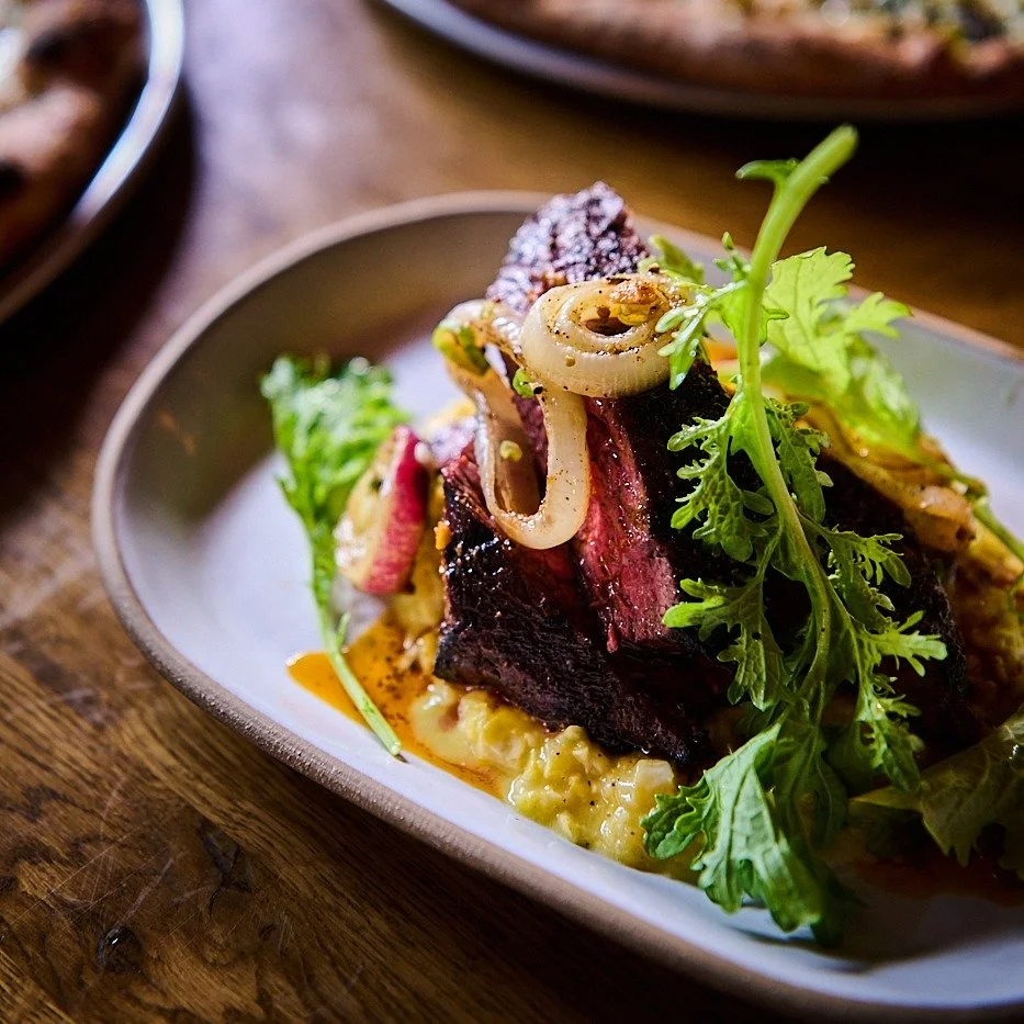 Grilled Dry Aged Skirt Steak -- served with seasonal accompaniments. 

#thankafarmer #stoneburnerseattle #ballardseattle #skirtskirt