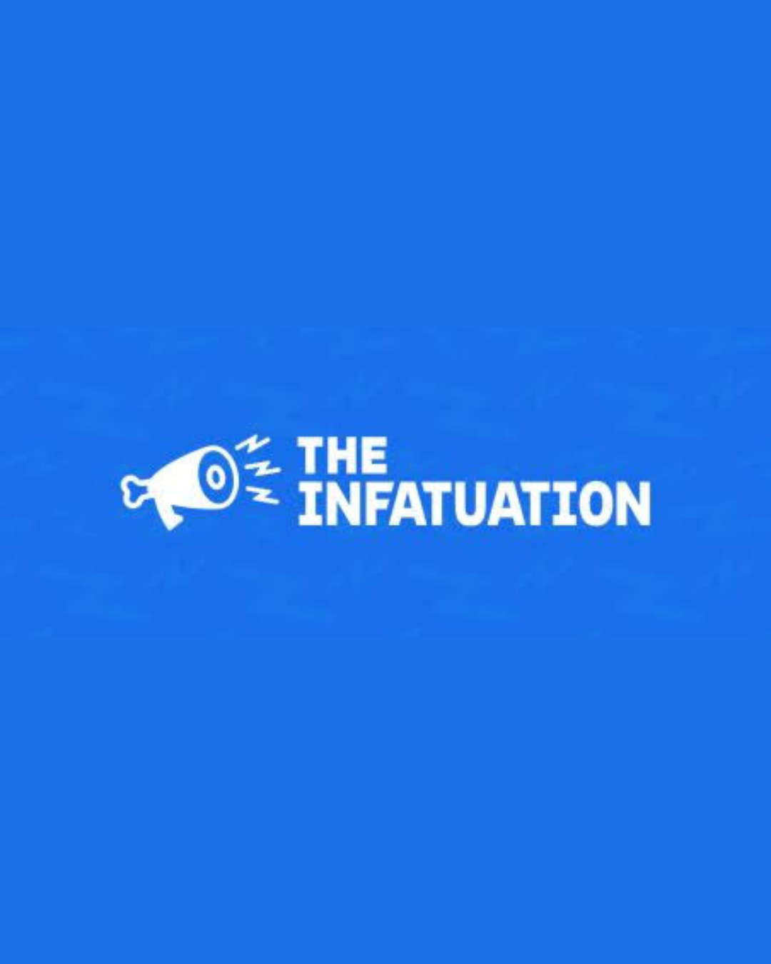 the infatuation logo in blue with a meat sound horn logo