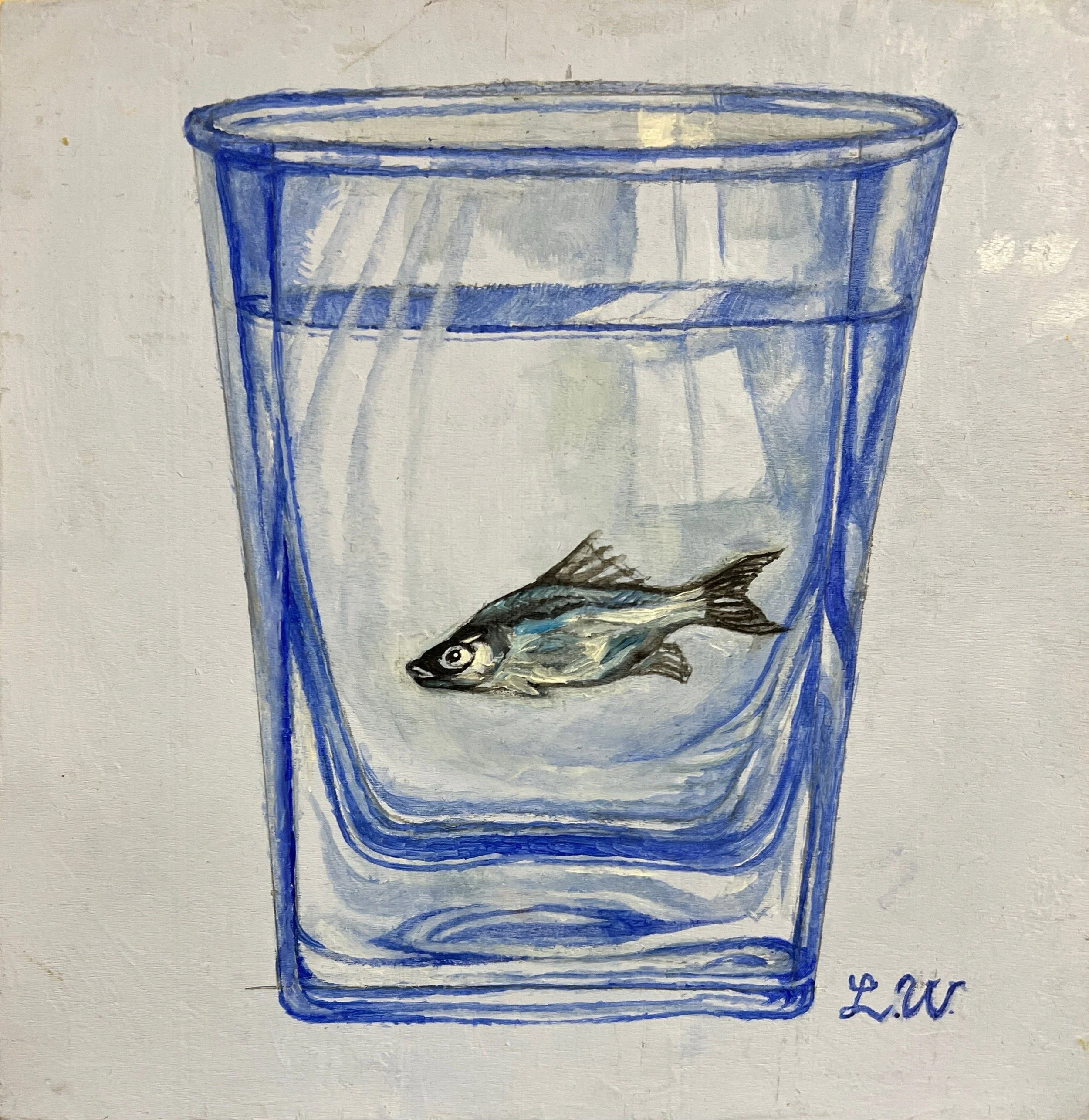 LIN WEI, Blue Morning, oil on wood panel, size: 8"x8", 2026