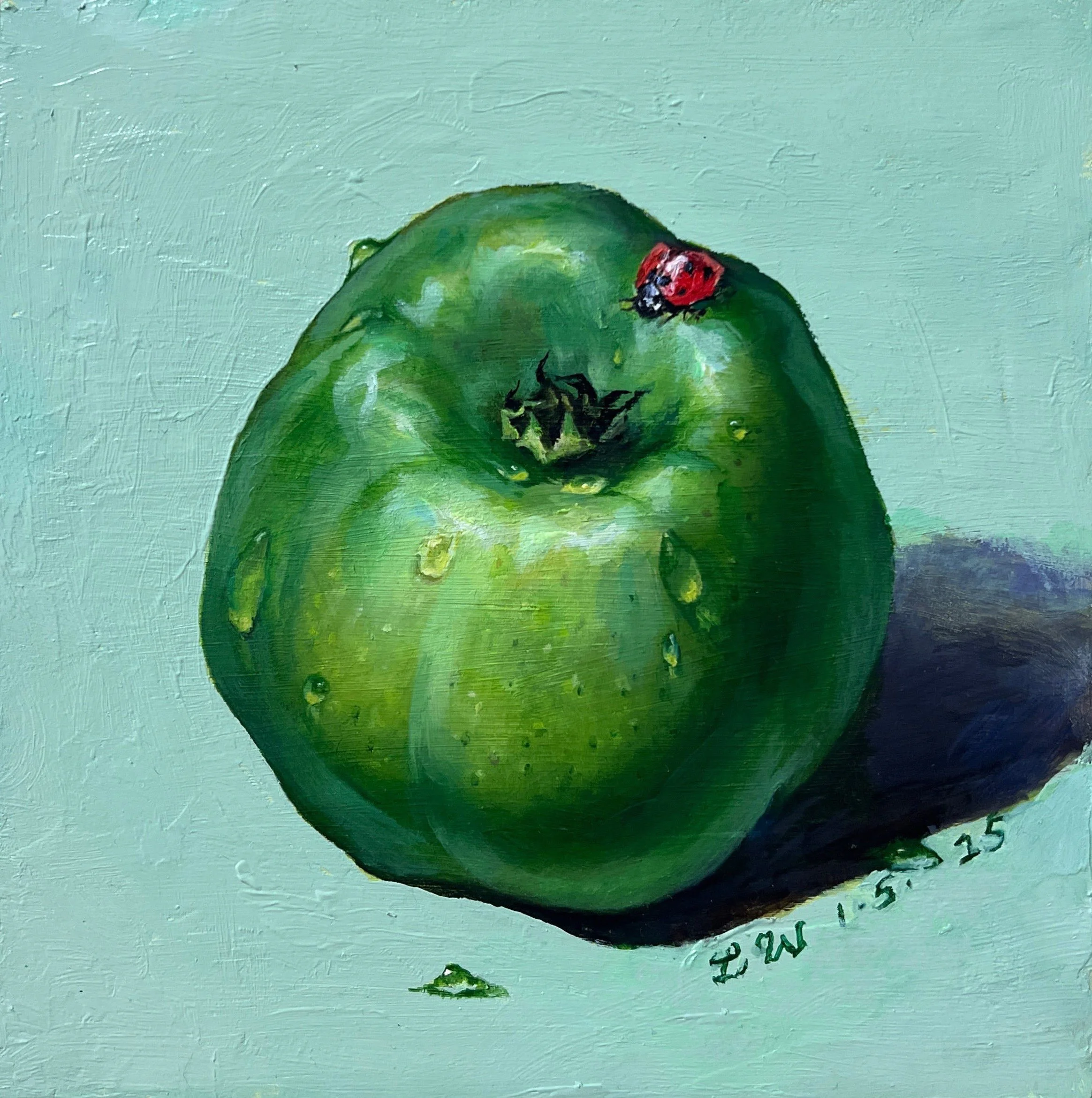 LIN WEI, Tiny Traveler, oil on wood panel, size: 8"x8", 2025