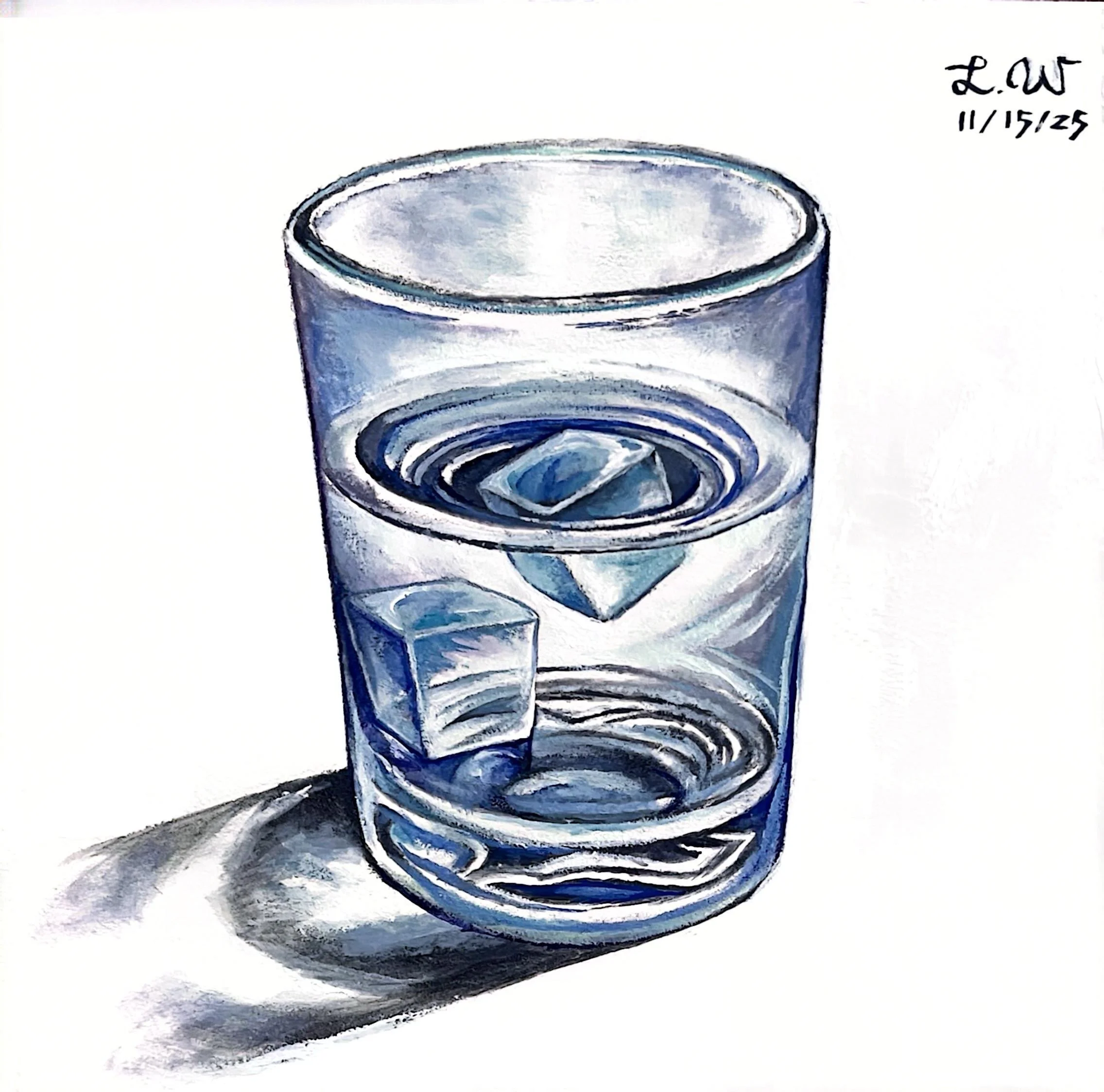 LIN WEI, Ice Cubes, oil on wood panel, size: 8"x8", 2025