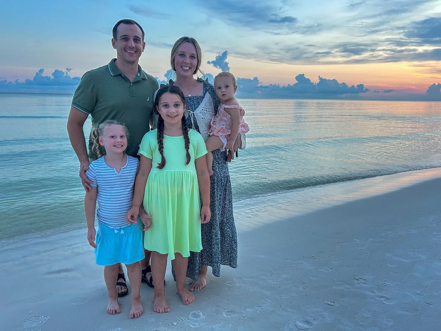 A few snaps from our quick Florida trip — we were playing on the shoreline one evening and an older couple who was out walking, stopped Wes and  asked if we’d like a family picture of all of us.
The wife smiled and said, “Oh, I rem