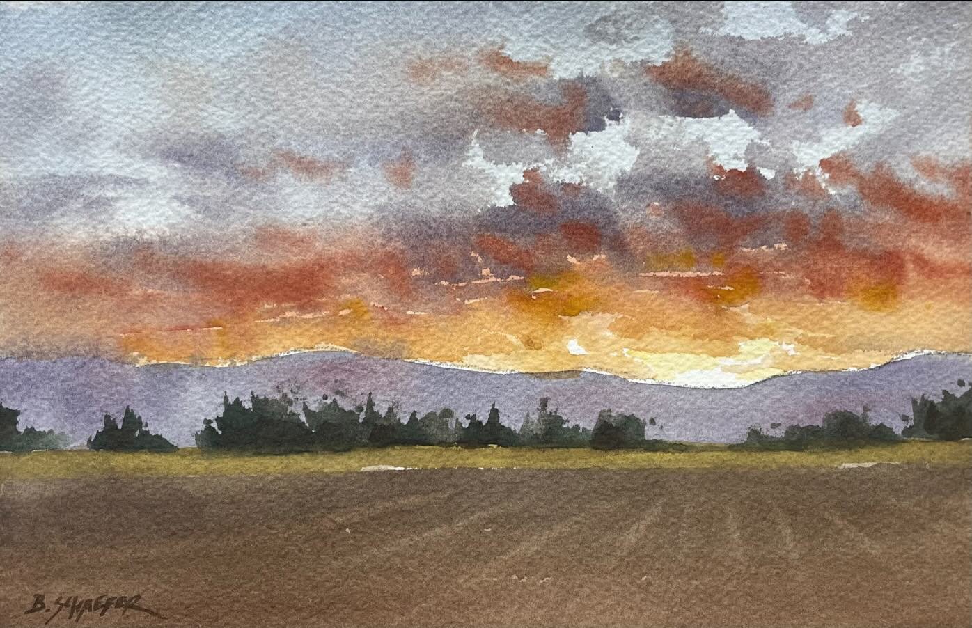 I painted this sunset scene a couple years ago as practice and a bit of fun. I remember after I initially painted it, I thought it wasn&rsquo;t that great so I never posted it. 

But recently I was looking through my stack of paintings and came acros