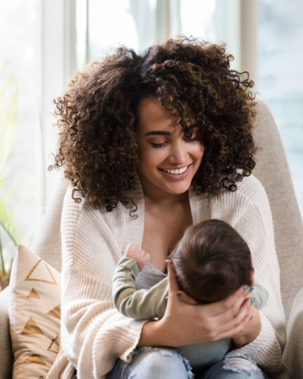 Lactation consultant offering milk supply guidance during an in-home visit in Pensacola