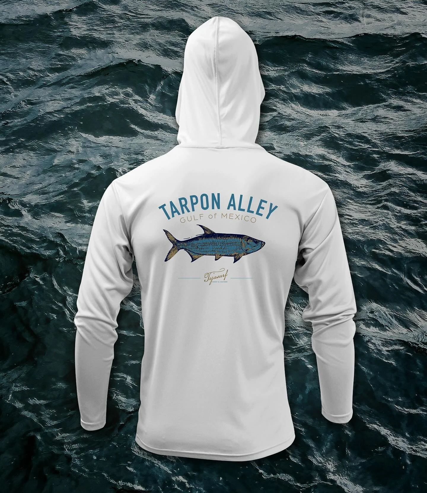 Large tarpon cruise right off our coast, and chasing them down in the Texas sun takes the right gear. The TEJASURF Tarpon Alley UV Hoodie is built for long days on the water&mdash;lightweight, breathable, and sun protective so you can stay focused on