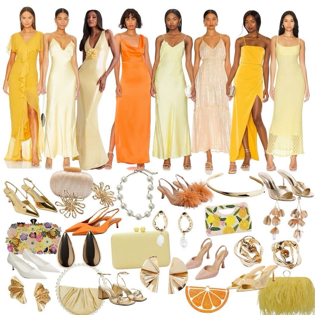 // The Citrus Palette 🍊🍋 //

The perfect add on service to any wedding package -  Wardrobe Styling ✨ Comment below if you&rsquo;d like to see any specific color palettes or themes!

 #wardrobe #bridal #bridesmaids #bridalstyle #stylist #weddinginsp