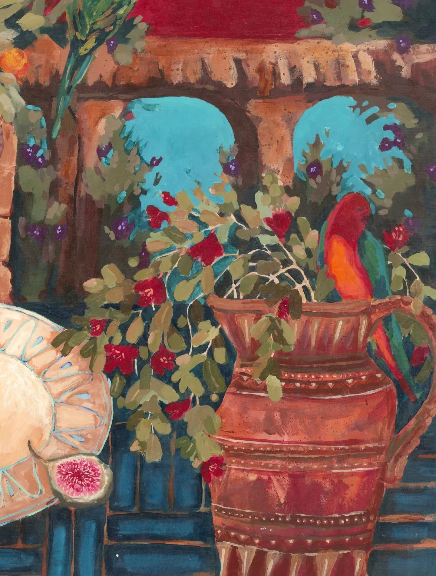 Some details for my latest work 'Here and Now' with @arttoart_ for their group exhibition 'BRAVE'. Creating this felt like a huge push for me personally - it's my biggest painting yet, and I wanted to lean into rich colours to create that edible qual