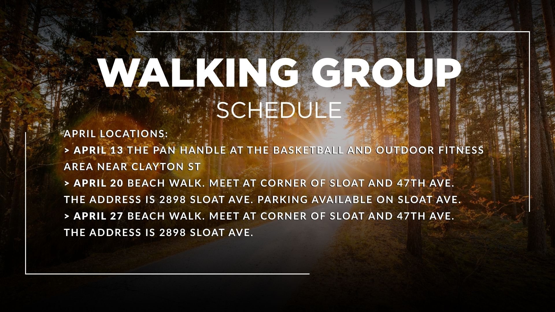 Walking Group Schedule