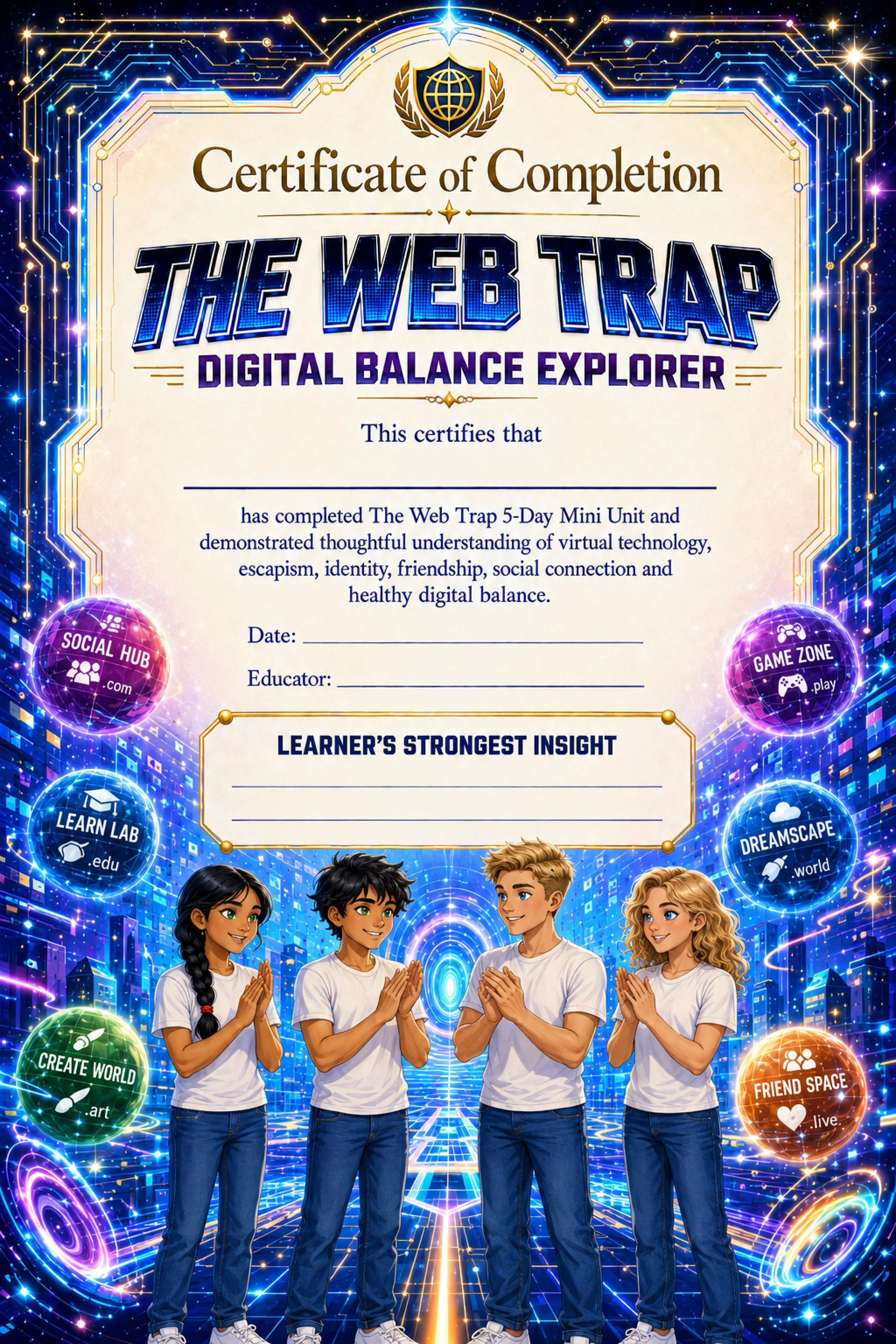 The Web Trap Mini-Unit Completion Award