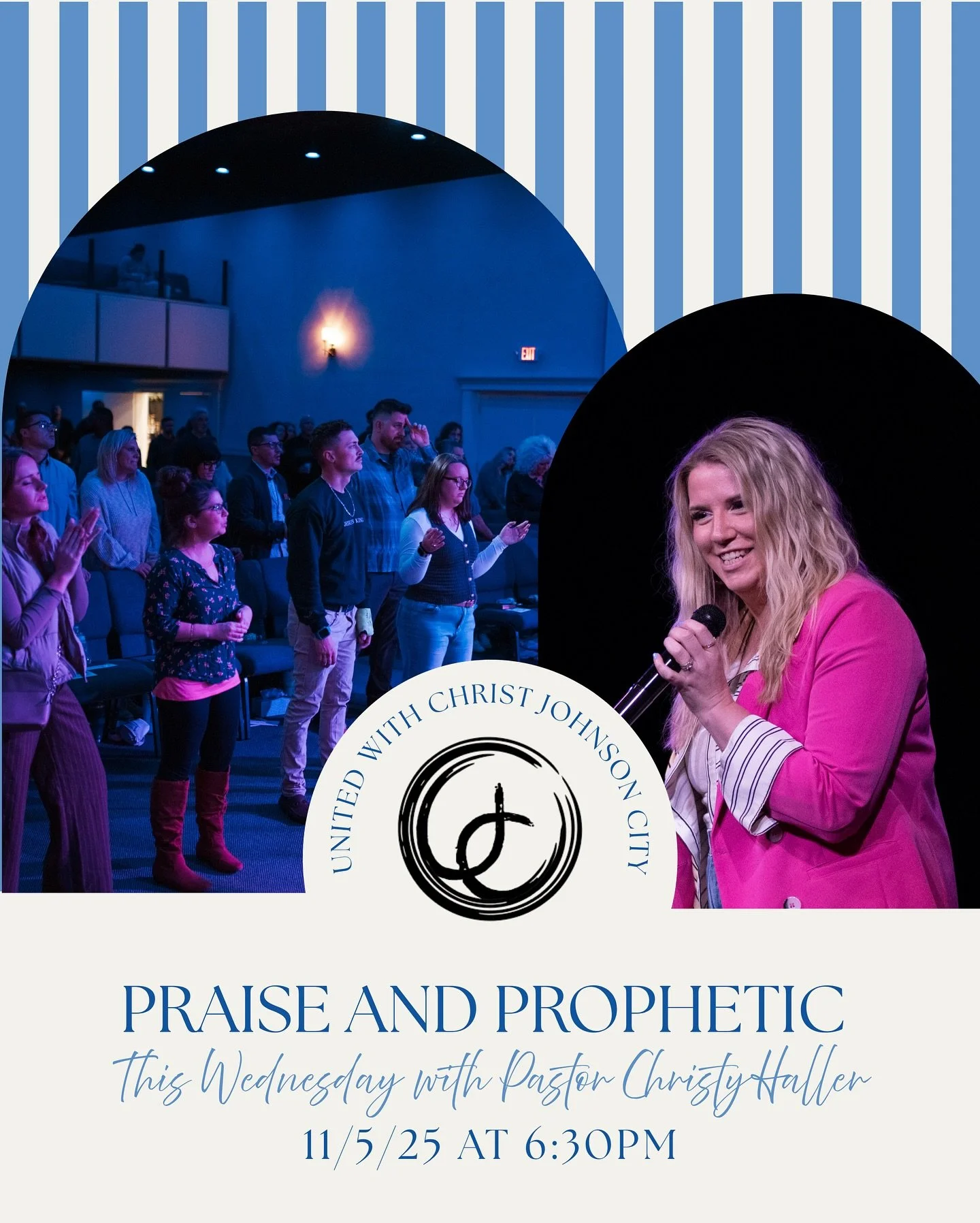We will see you tomorrow at 6:30pm for a special night with Christy Haller during the Praise &amp; Prophetic Night! Join us for Wednesday service at 1025 Robinson Hill Rd. Johnson City, NY. We can&rsquo;t wait!!🩵