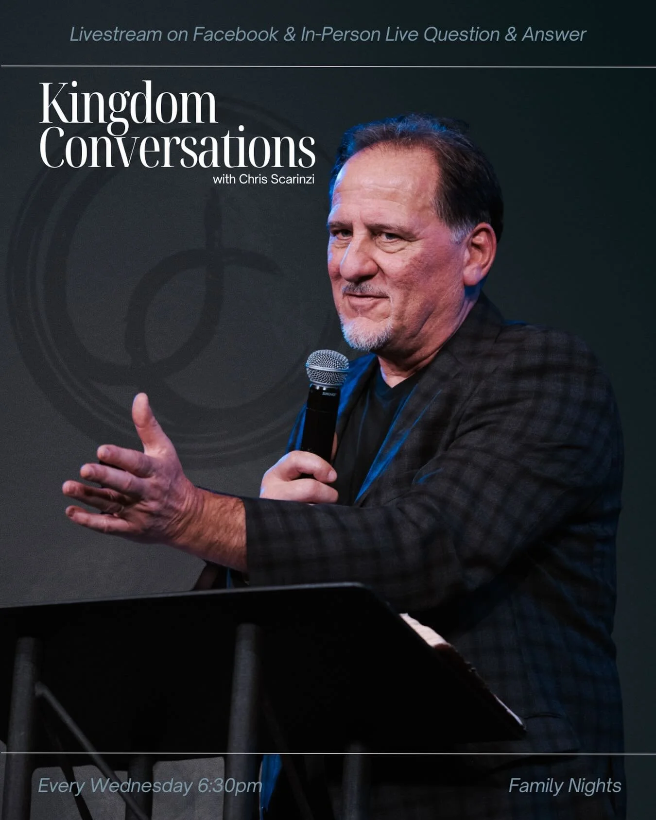 Join us tonight as we hear from @christopherscarinzi for Week 2 of Kingdom Conversations! Tonight&rsquo;s topic will be on &ldquo;Judgment at the End of the Age&rdquo; 📖 Tune in on Facebook or come in person at 6:30 for worship &amp; the word! There