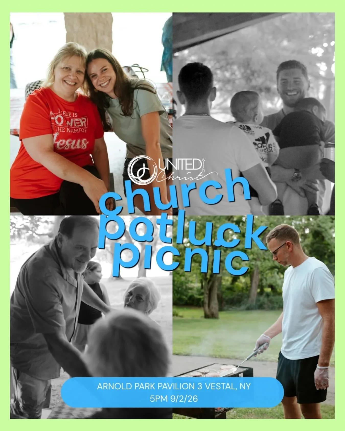 Wednesday, September 2nd we will be gathering at Arnold Park in Vestal at Pavilion 3 for a church potluck picnic! Please bring a dish to pass. We hope to see you at 5pm! 🌞 #church #family #faith #vestalny #unitedwithchrist