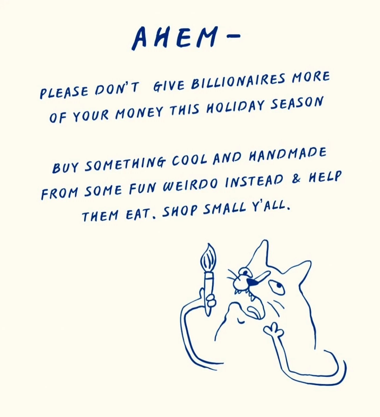 | a h e m |

Ahem indeed!! LISTEN UP PLEASE&hellip;

&rsquo;Tis the festive season and yes, we love to GIVE. But have you stopped to think about who you&rsquo;re giving to?

Before you hand over your hard-earned cash to yet another billionaire brand&