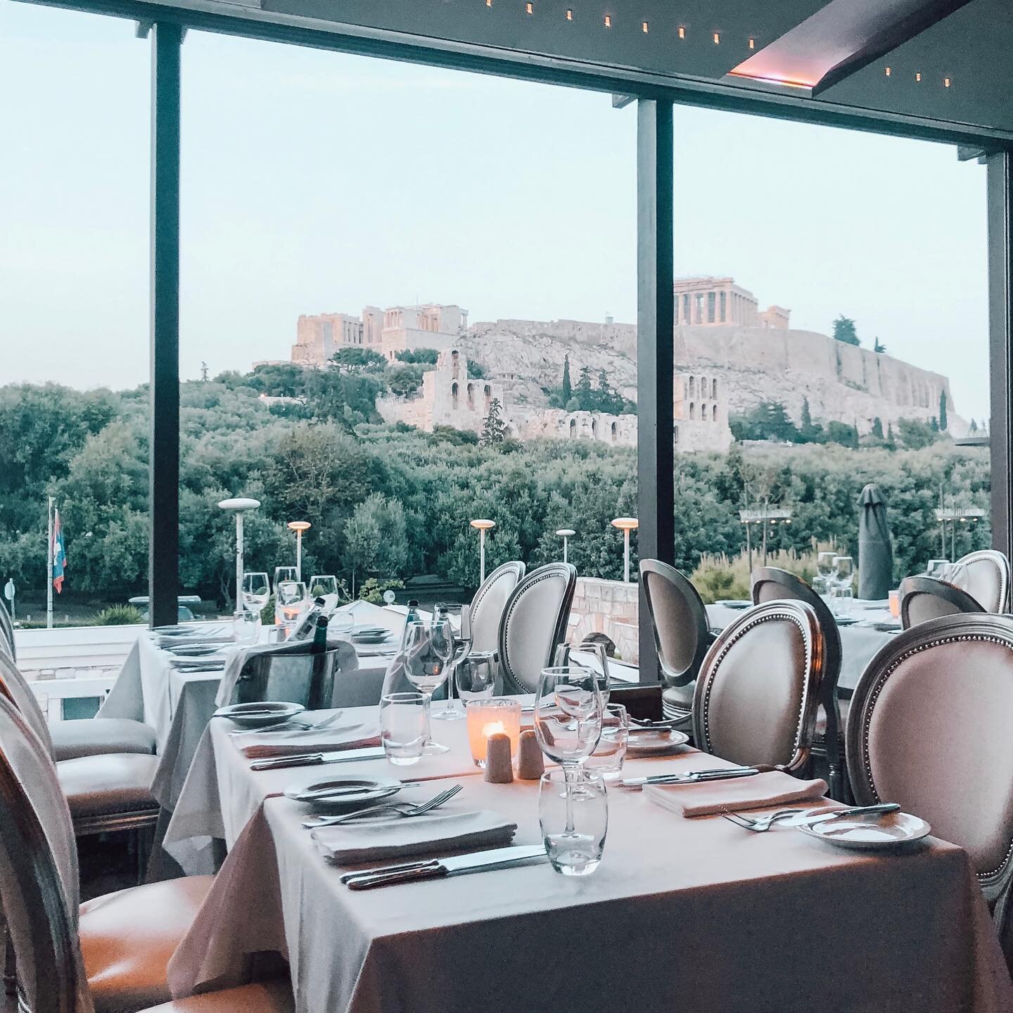 Dinner with a view of the Acropolis at sunset. The food was fantastic. Dessert is made table side. Such a treat!  One of the many stops we recommend for our travelers in Athens, Greece.