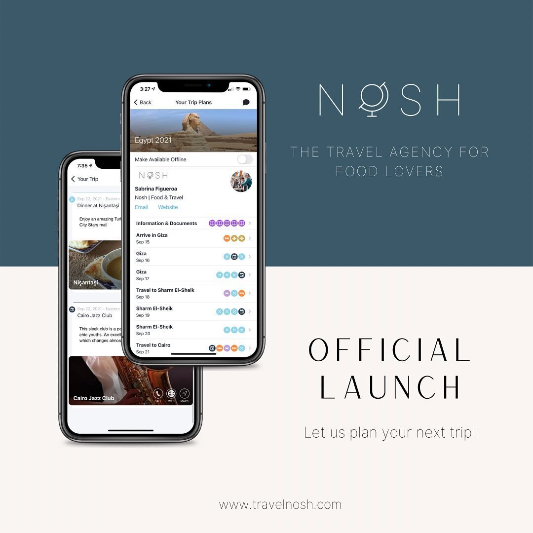 Are you ready to travel? Nosh is here to help you eat your way around the world. We are passionate about food and travel, just like you. Your daily trip plans will be organized on a fun and easy-to-use mobile app. 

Start the process today by filling