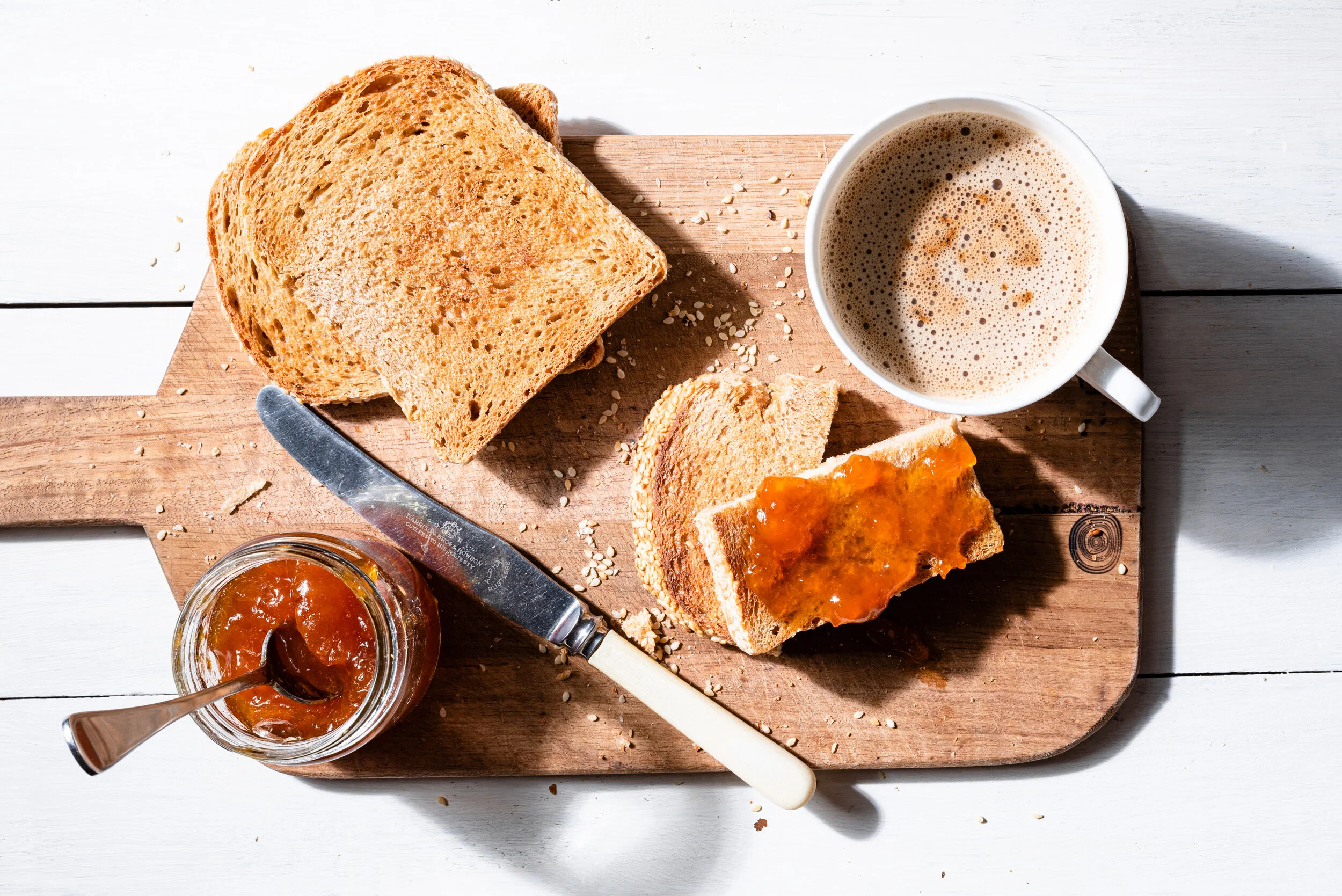 toast and marmalade and coffee harsh light jodie gould photography