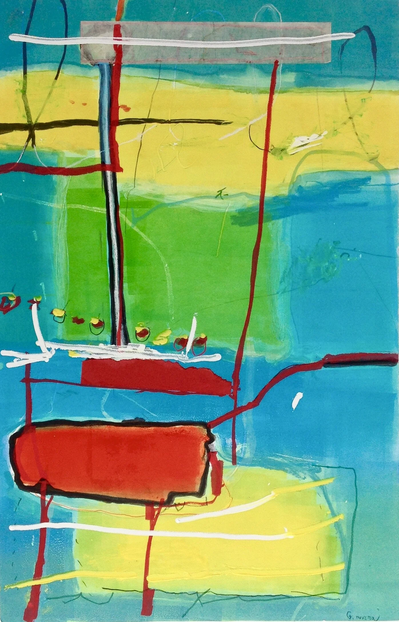 Pismo Beach 
Acrylic and mixed media over monotype 
36 x 22” (91.4 x 55.9 cm)