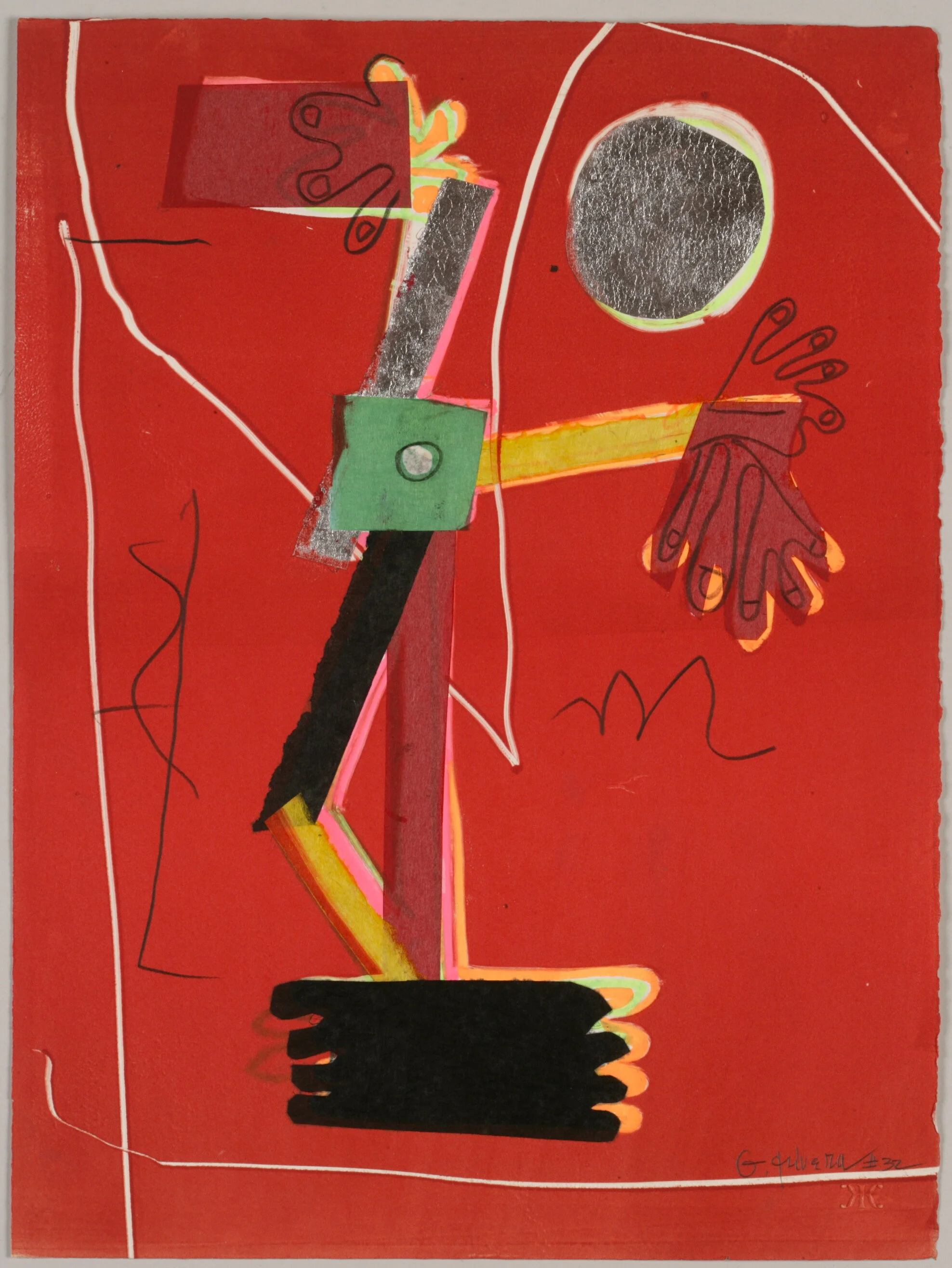 Dancing Man Series #1 
Blue Rose Atelier 
Monoprint, collage 
15 x 11 (38.1 x 27.9 cm)