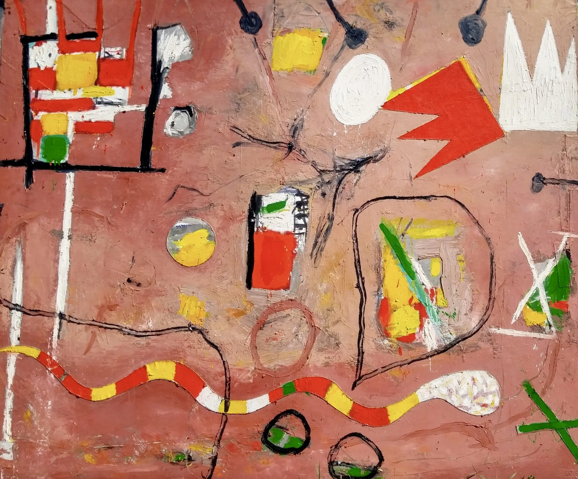 Rey De Nada 
Oil and mixed media on canvas 
66 x 72” in (167.6 x 182.9 cm), 1977