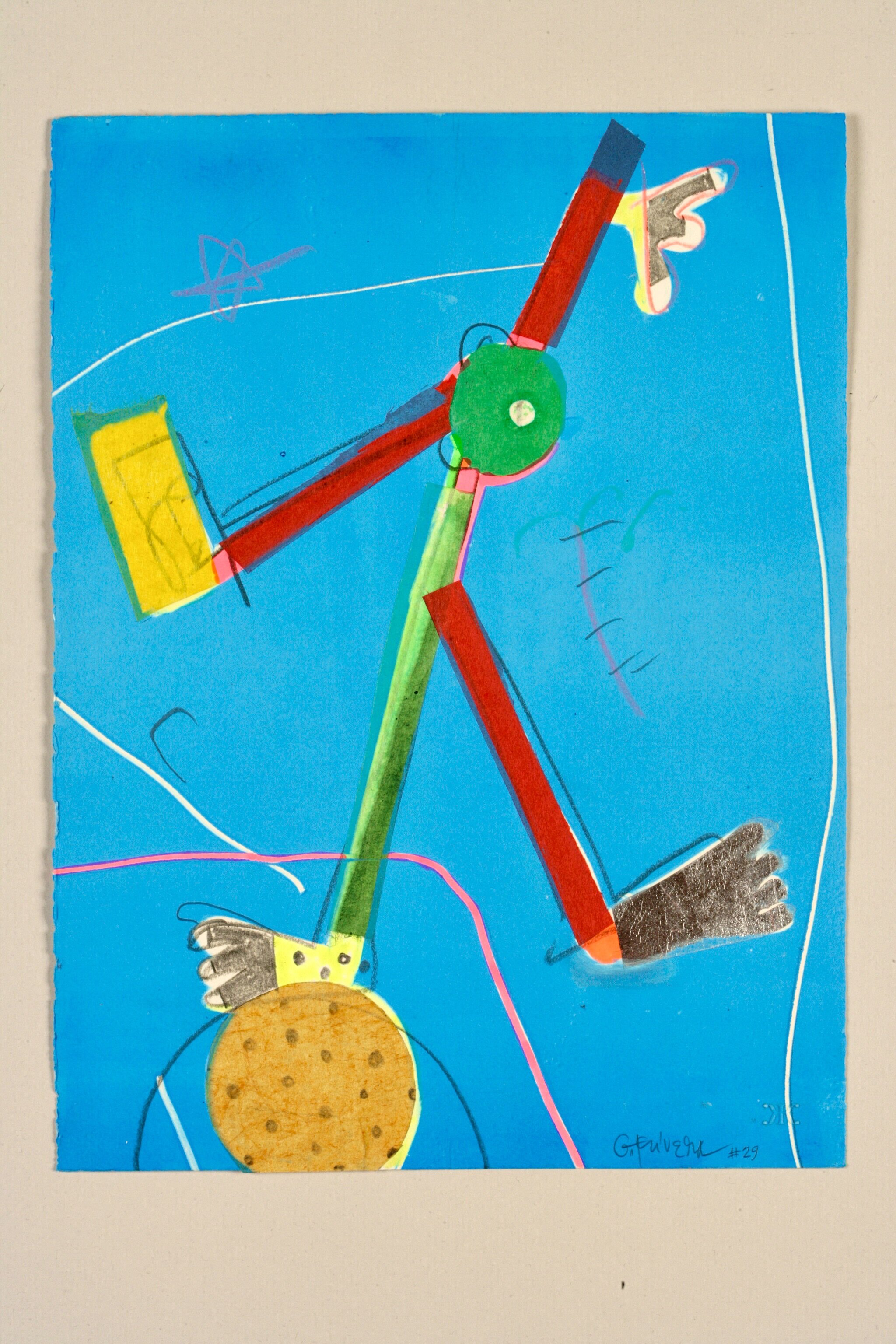 Dancing Man Series #2 
Blue Rose Atelier 
Monoprint, collage 
15 x 11 (38.1 x 27.9 cm)