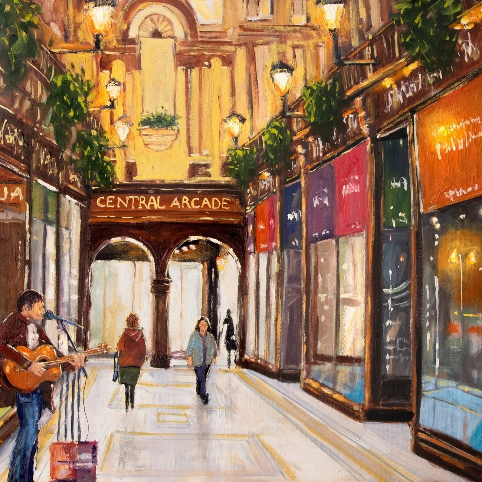 ARCADE BUSKER - CENTRAL ARCADE OIL ON STRETCHED CANVAS 80X60CM