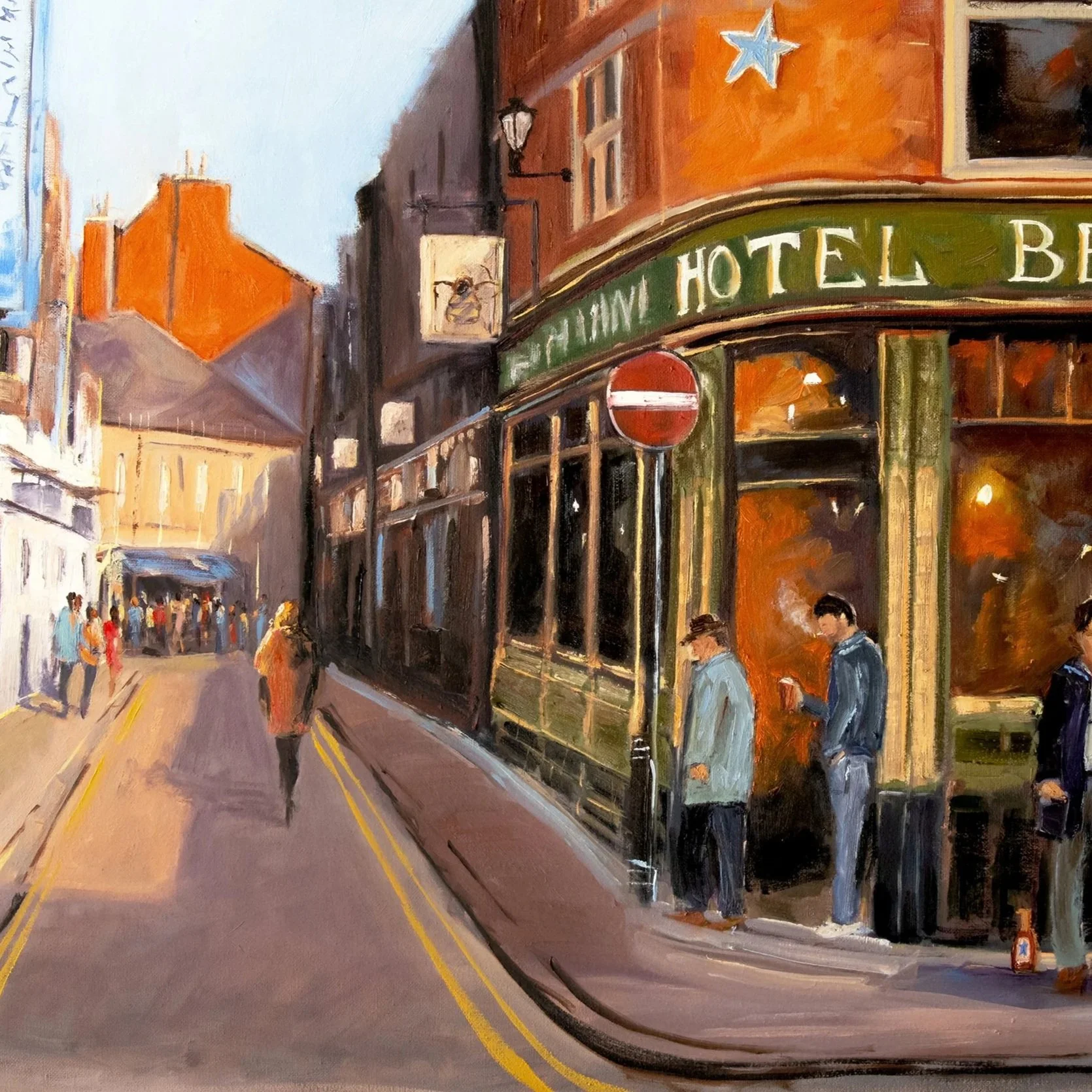 ***SOLD***SUNNY SIDE OF THE STREET - BEEHIVE HOTEL ORIGINAL OIL ON STRETCHED CANVAS SIZE 60X80CM