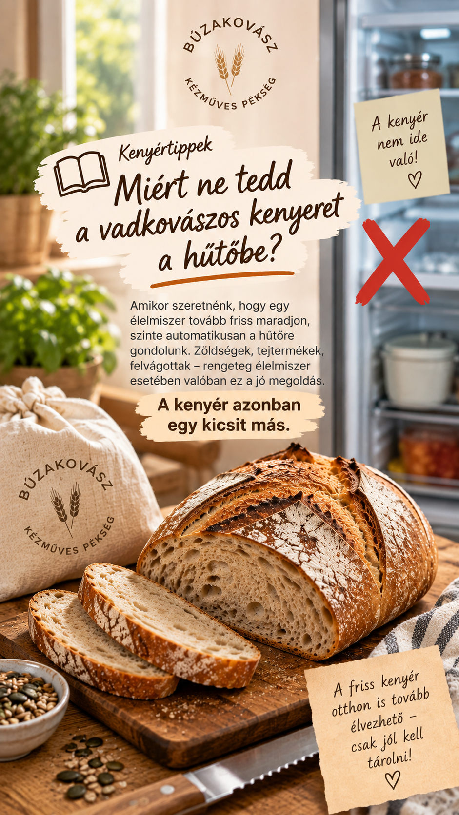 Kenyértippek – Miért ne tedd a vadkovászos kenyeret a hűtőbe?