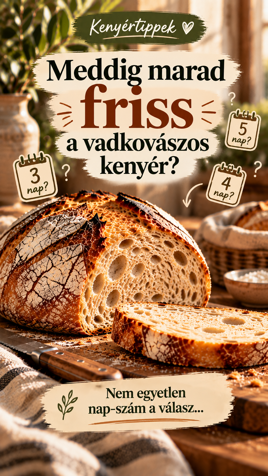 Kenyértippek – Meddig marad friss a vadkovászos kenyér?