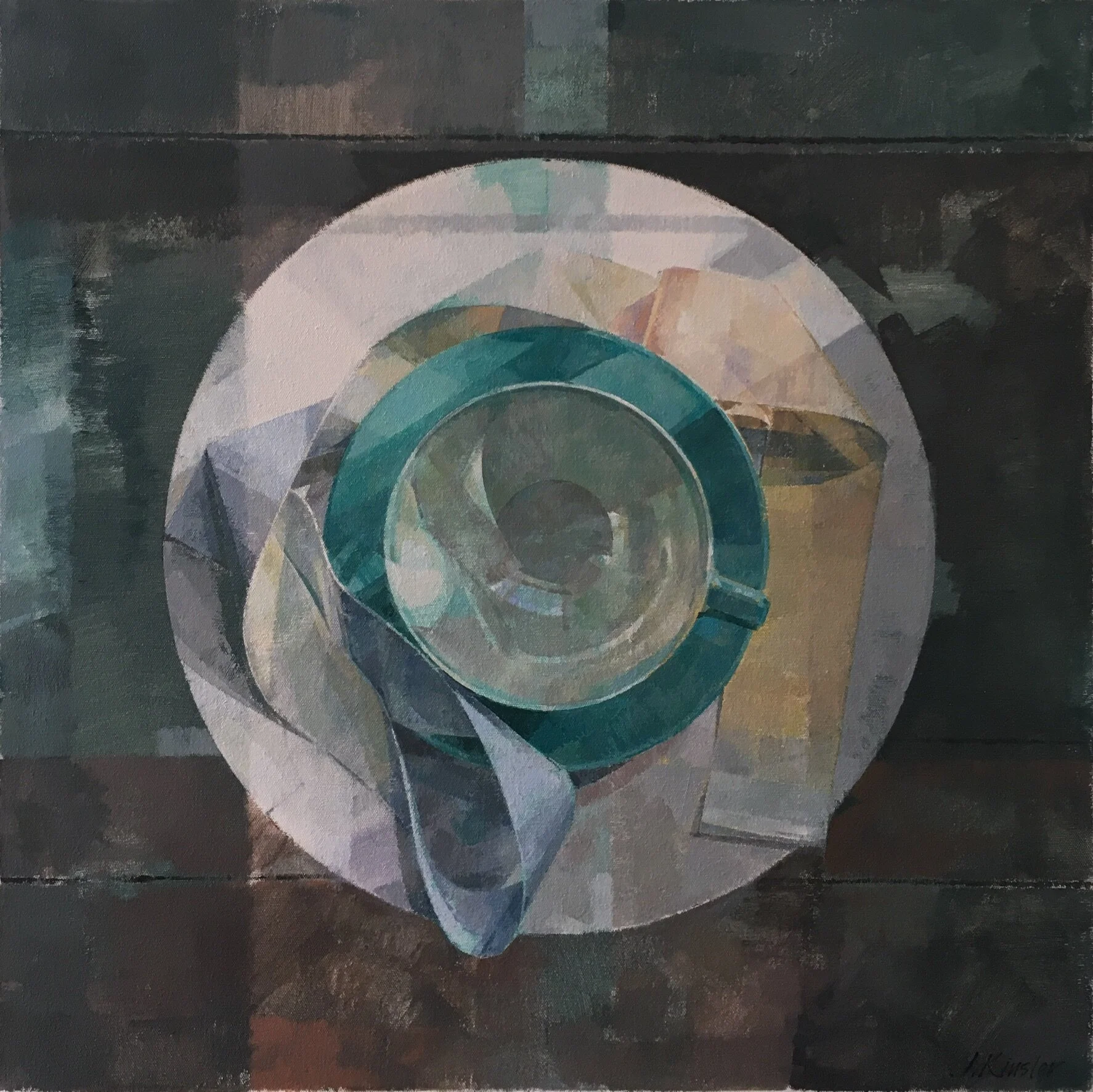 cup, saucer and ribbon  50cm x 50cm  2018