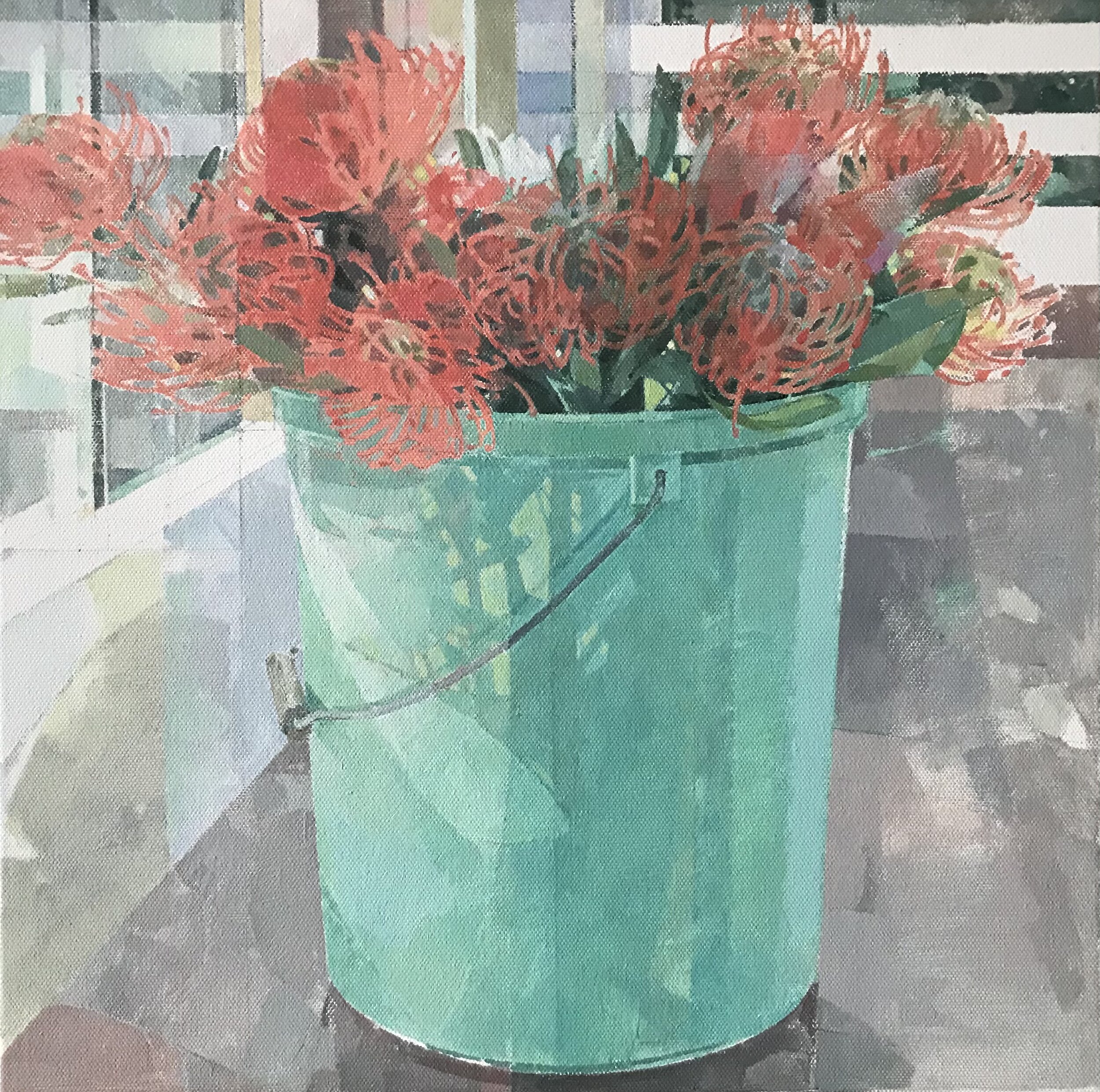 a bucket of pincushions  40cm x 40cm  2020