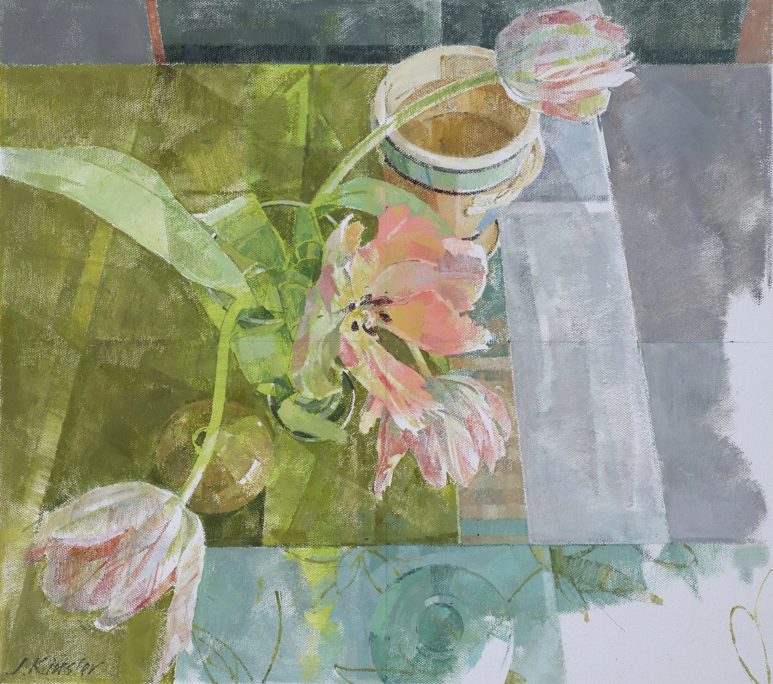 parrot tulips and vase