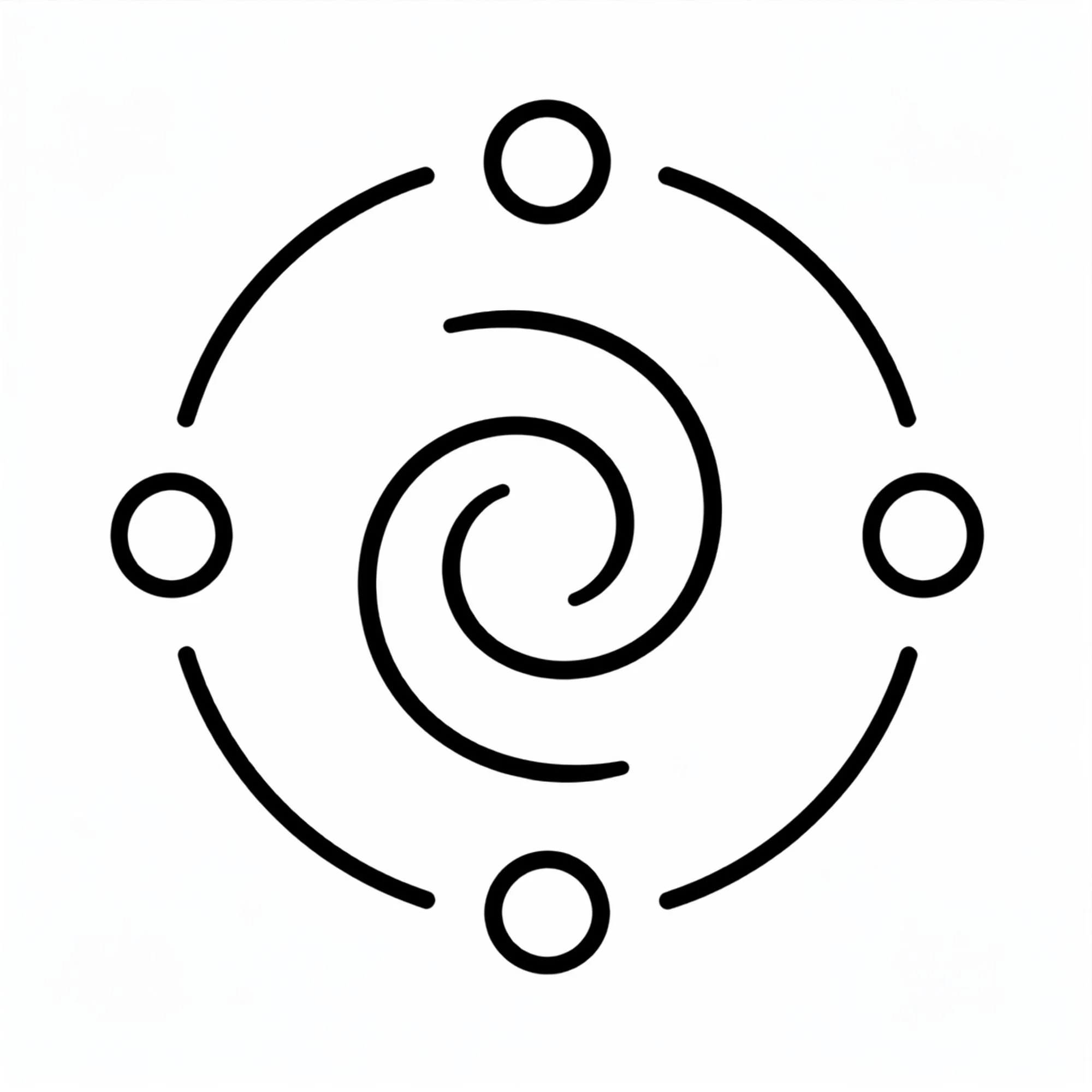 Diagramme avec cercles et lignes, semblable à une figure technique stylisée ou un graphique abstrait.