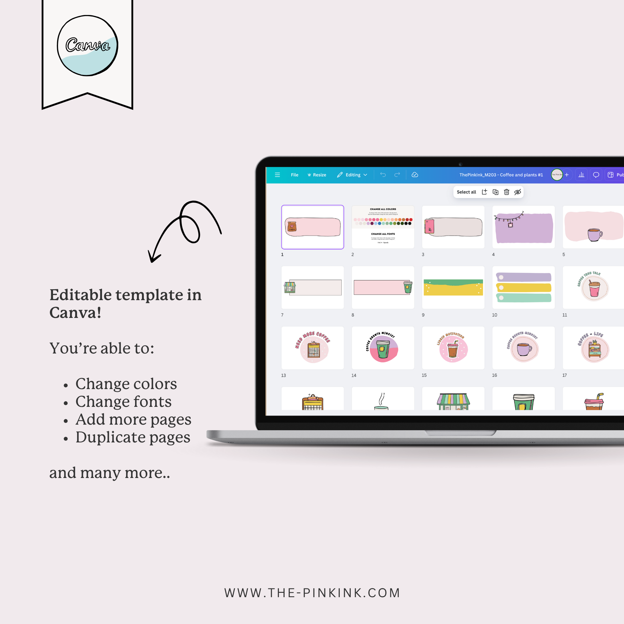 PLR Coffee and Plants Stickers for Canva — The Pink Ink Shop