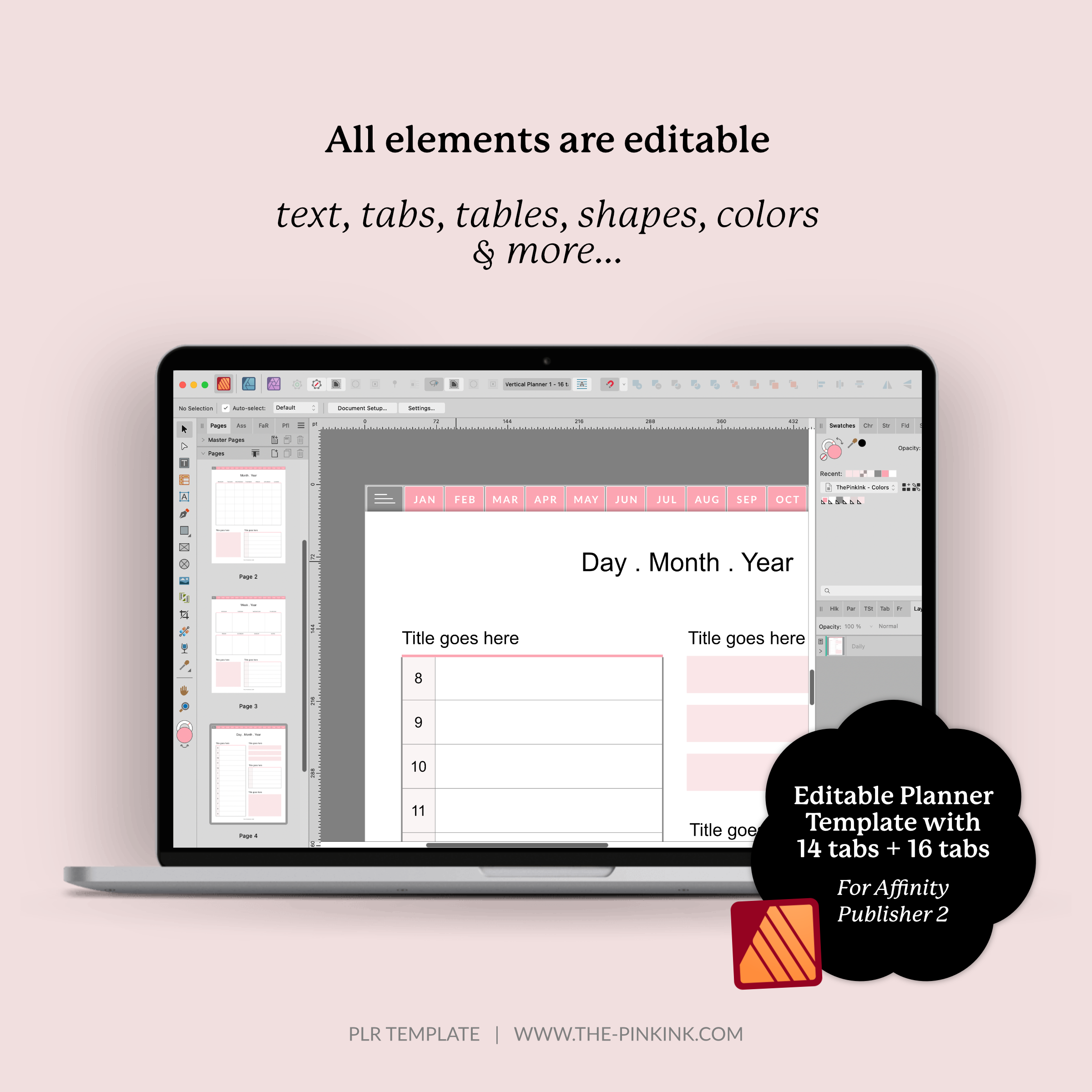 plr planners for Affinity Publisher — The Pink Ink Shop