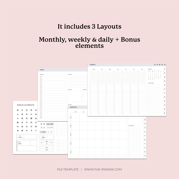 PLR Template Bold Digital PLR Planner — The Pink Ink Shop