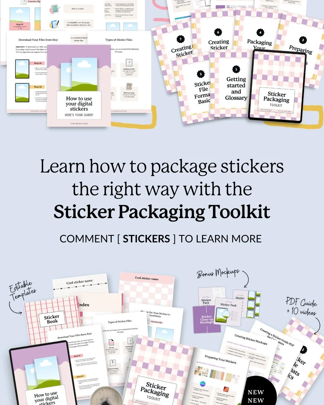 What I'd sell if I needed Etsy sales in 7 days 👇

Digital stickers.

Strategic, trending, properly packaged sticker sheets, books, and GoodNotes files.

The Sticker Packaging Toolkit shows you how.

Inside:
✓ 15 video lessons
✓ Editable sticker book