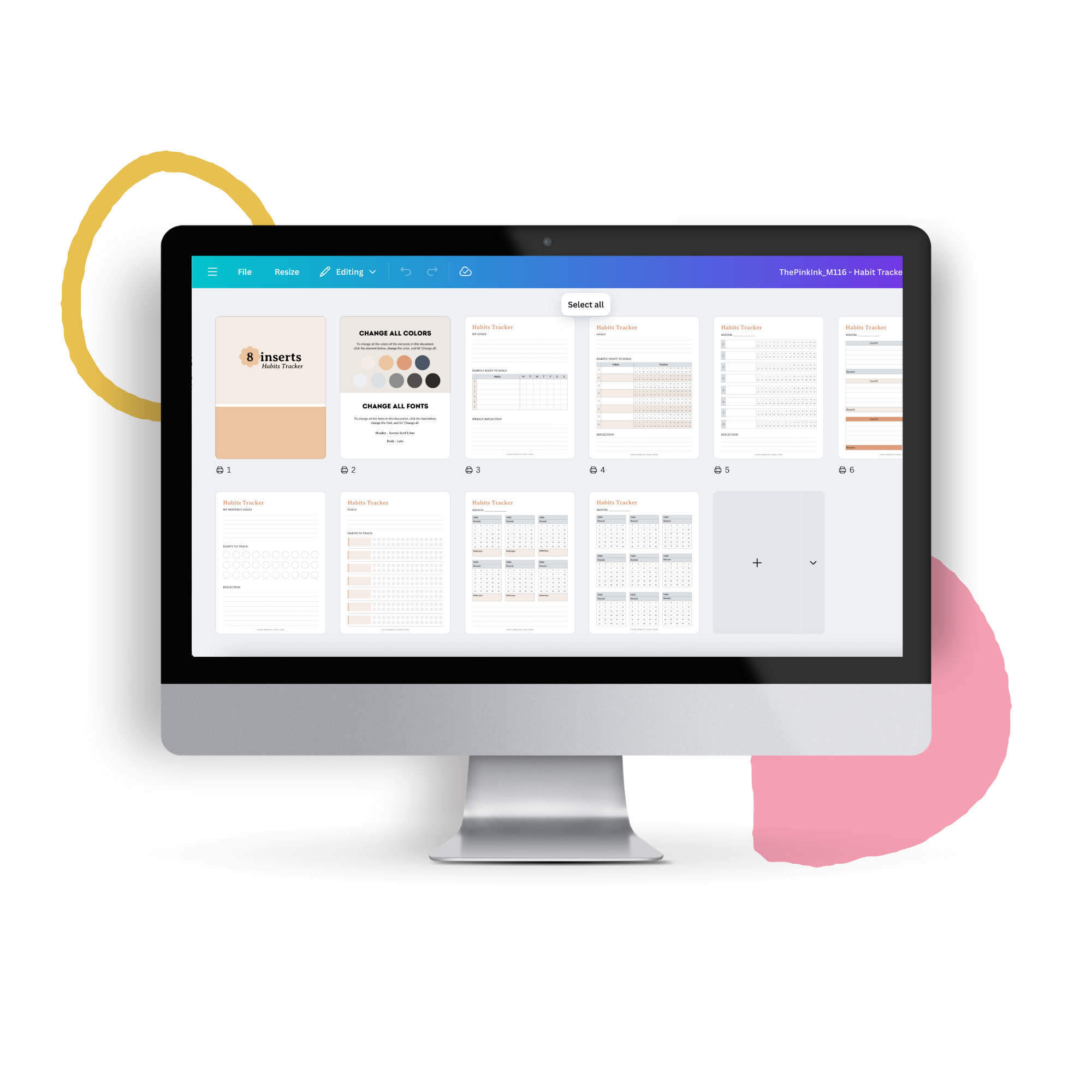 Habits Tracker PLR Printables Template for Canva — The Pink Ink Shop