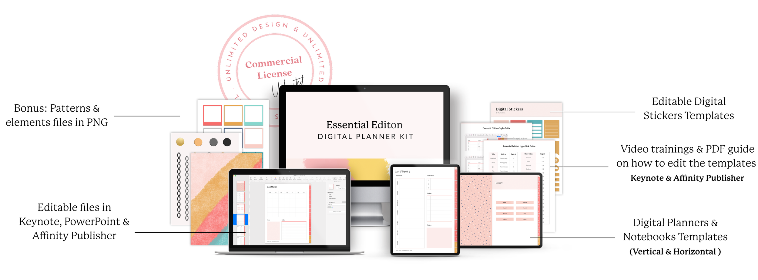 Essential Customizable Digital Planner Kit — The Pink Ink Shop