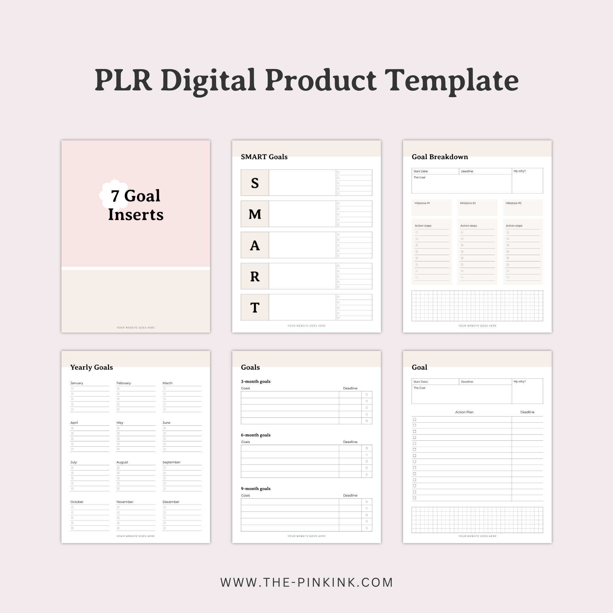 Goal Inserts PLR Printables Template | Editable Vertical Layouts — The ...