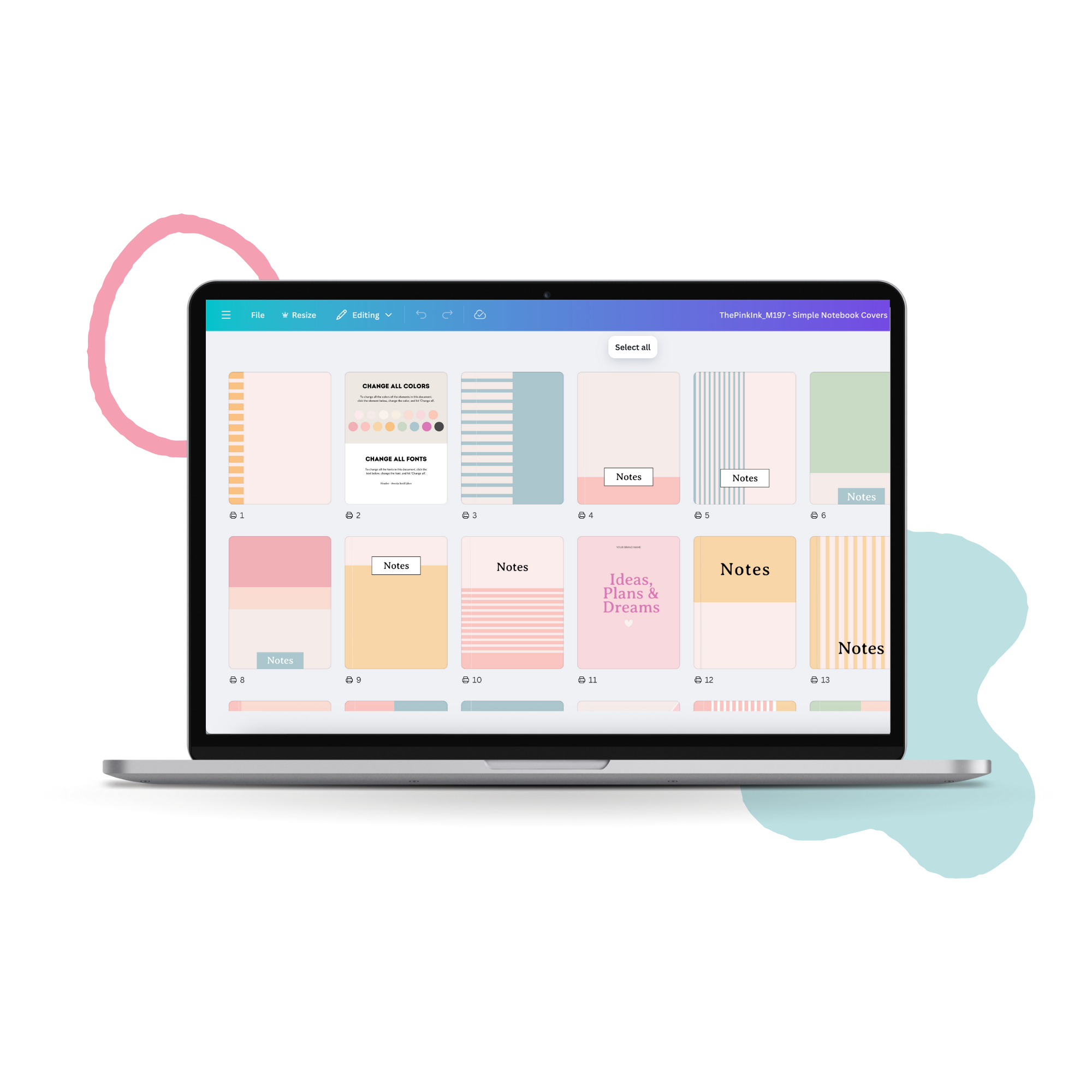 PLR Simple Notebook Covers for Canva — The Pink Ink Shop