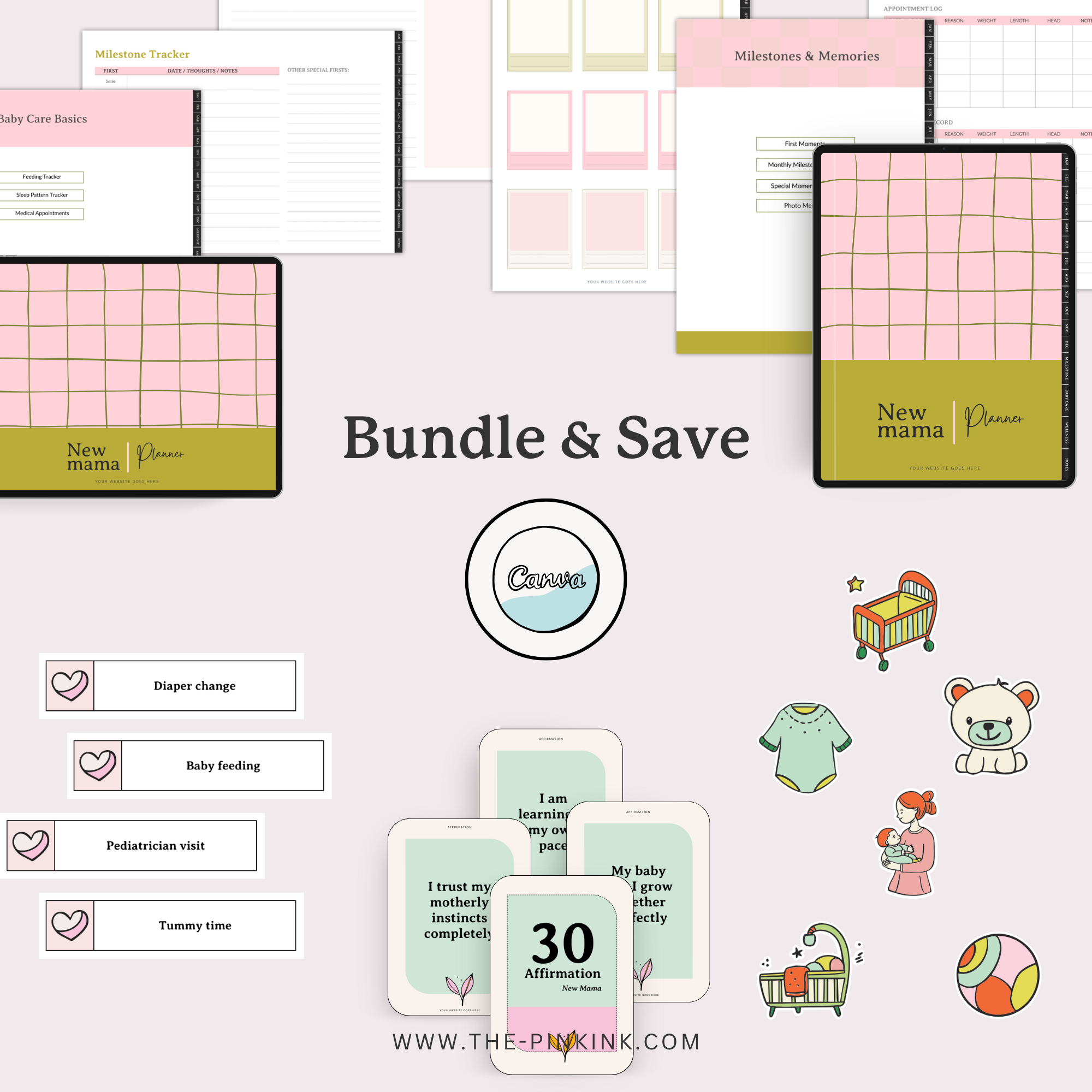 Bundle: PLR New Mama Templates  | Canva