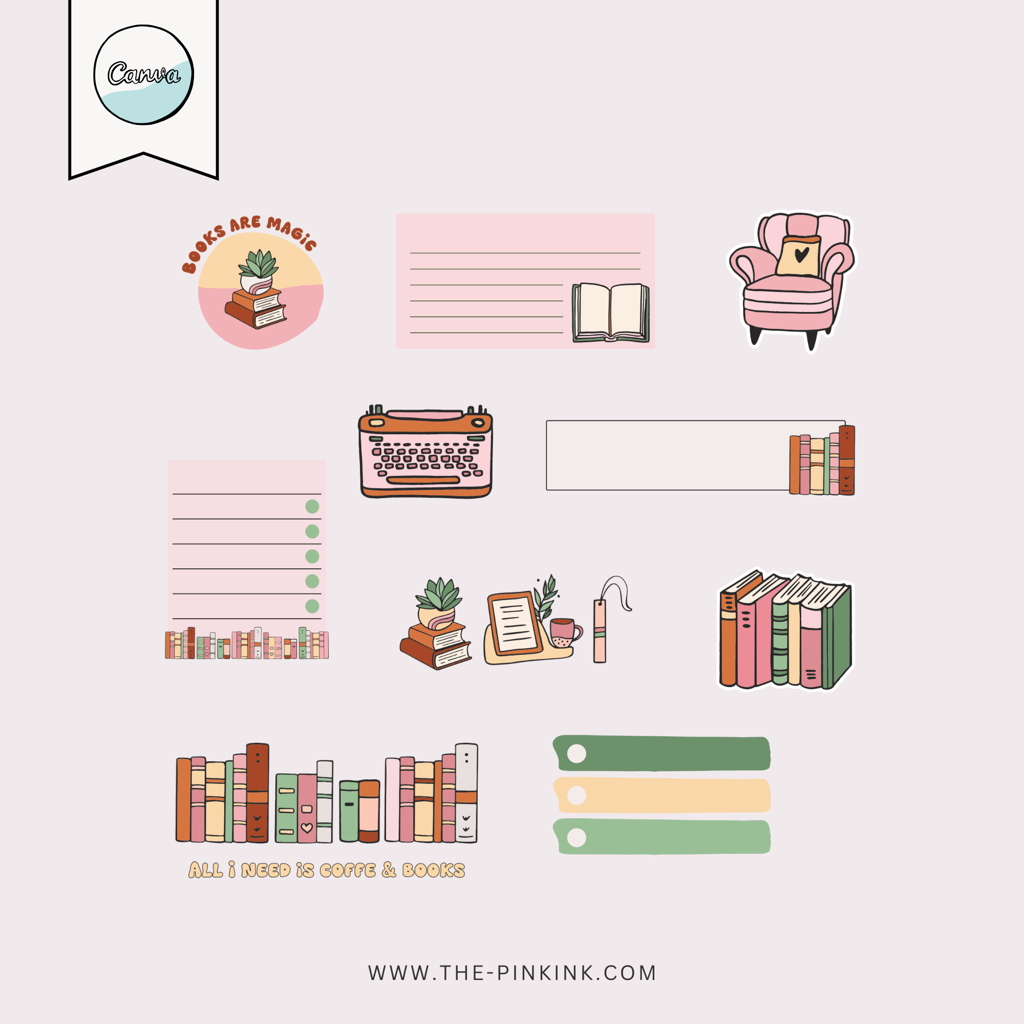 Book Lover Stickers PLR Template | Canva