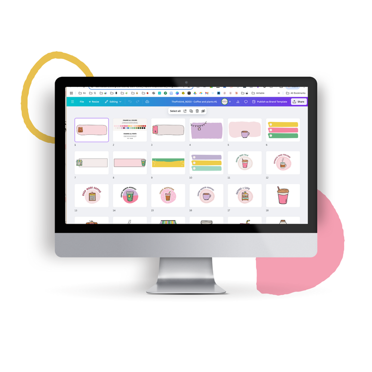 PLR Coffee and Plants Stickers for Canva — The Pink Ink Shop