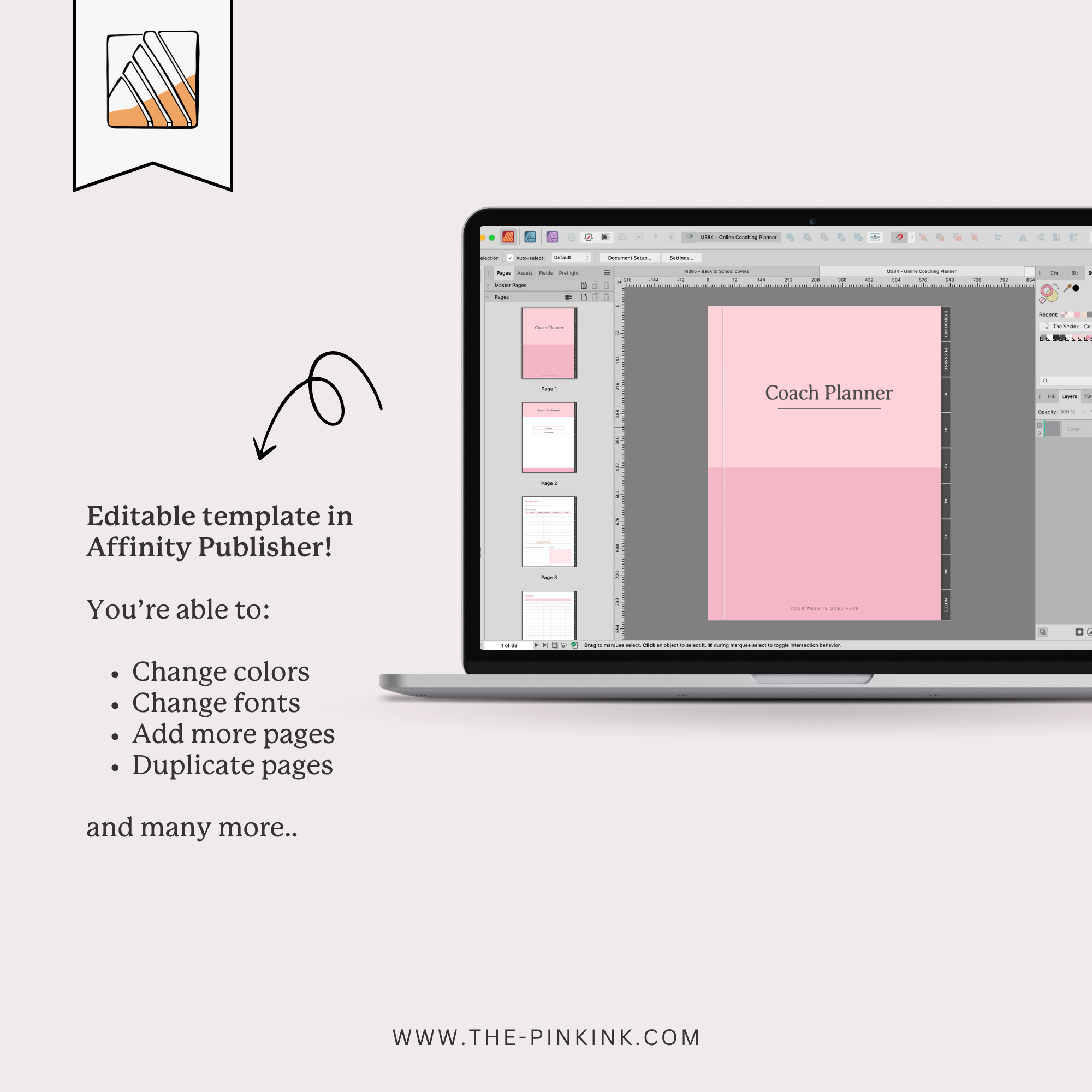 PLR Coach Planner for Affinity Publisher — The Pink Ink Shop