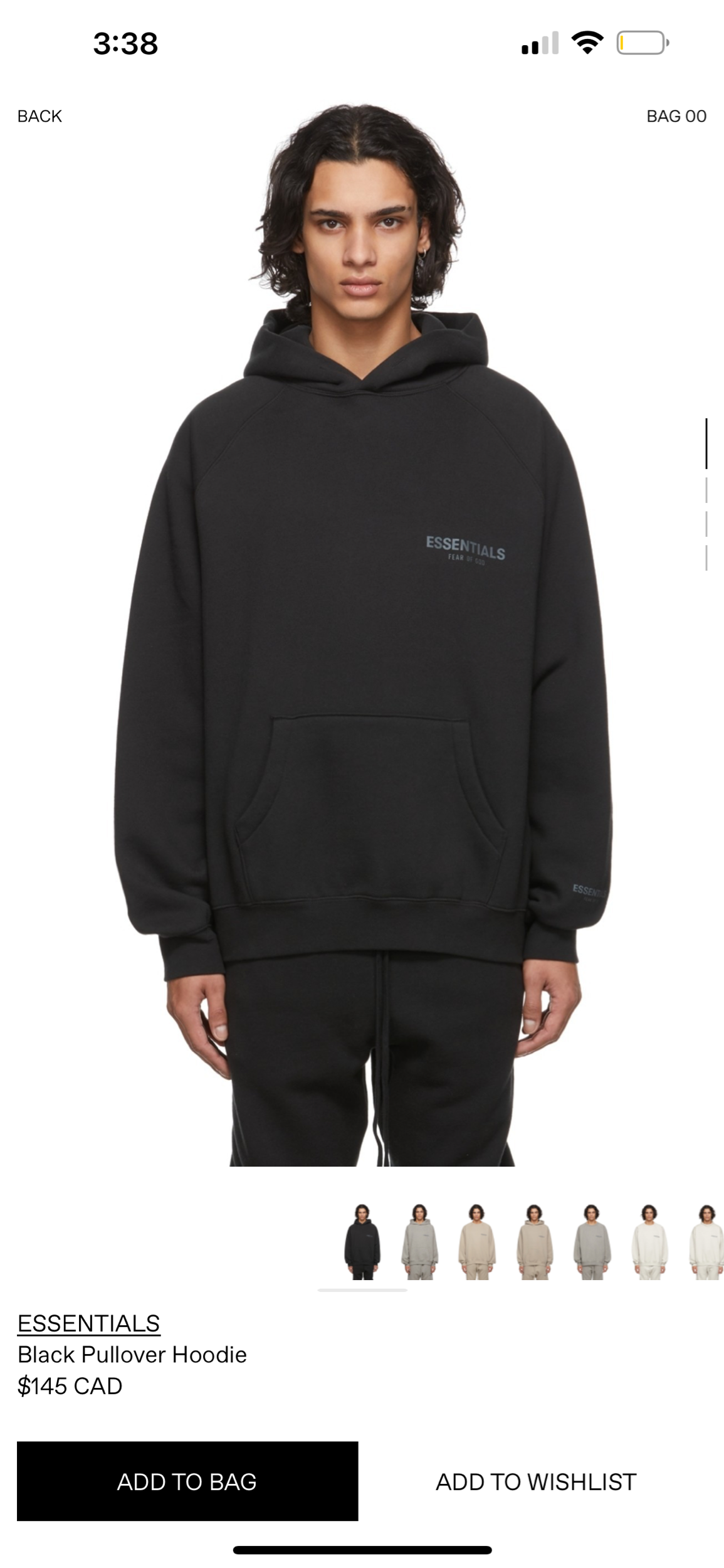 black essentials hoodie